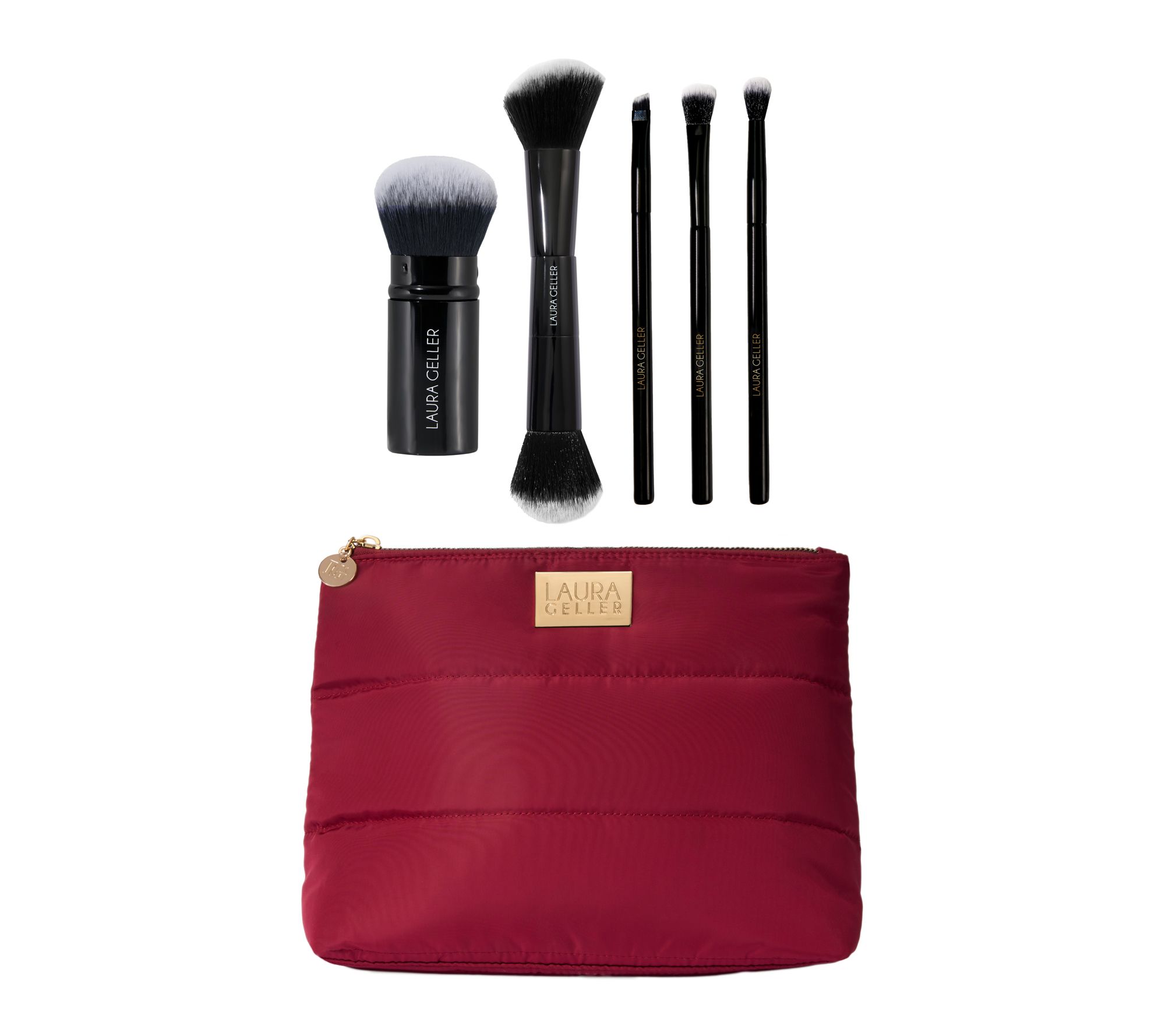 Laura Geller 5PC Brush Collection & Quilted Make-Up Bag