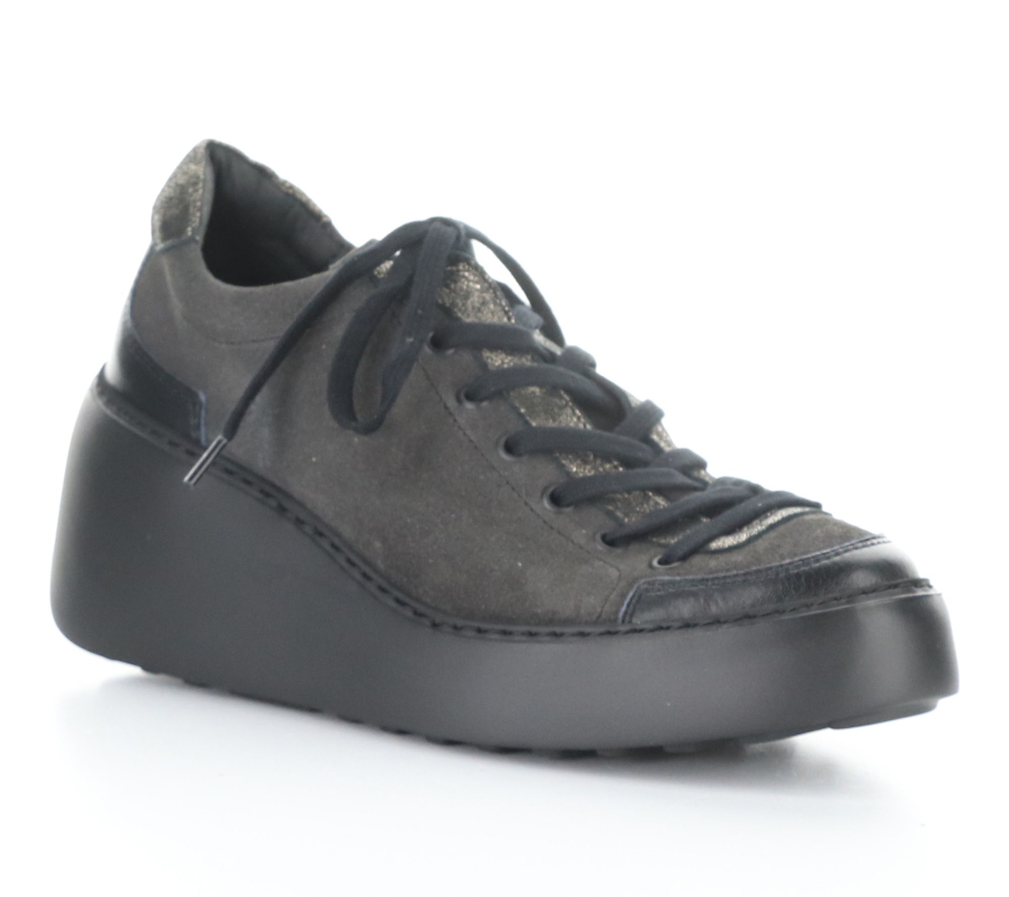 Fly London Oil Suede/Cool/Velvet Wedge Sneaker