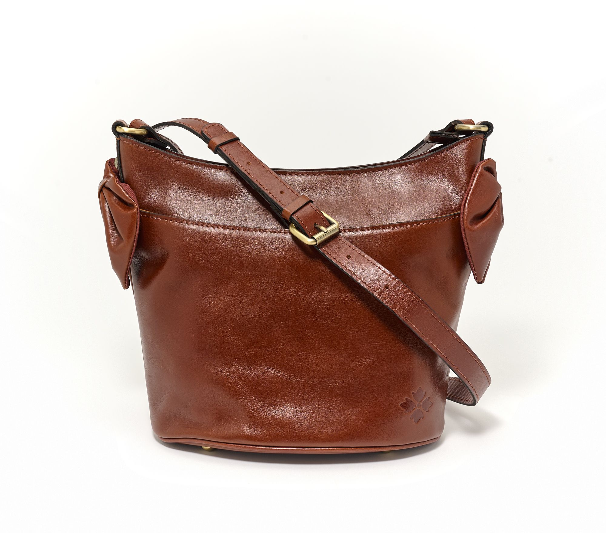 Patricia Nash Savoca Leather Bucket Bag with Bow Trim