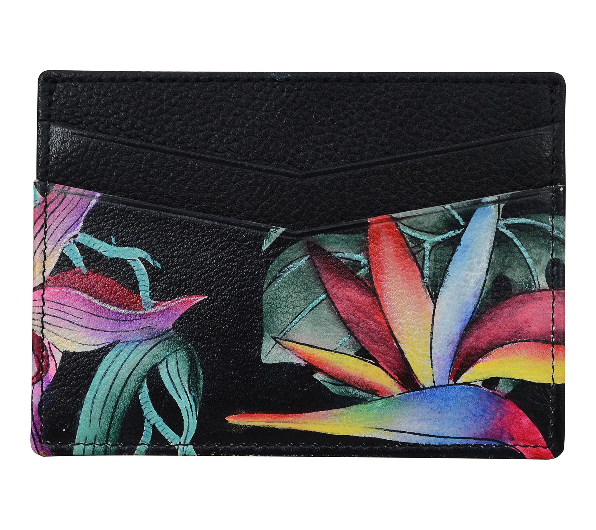 Anushcka Painted Leather Credit Card Case