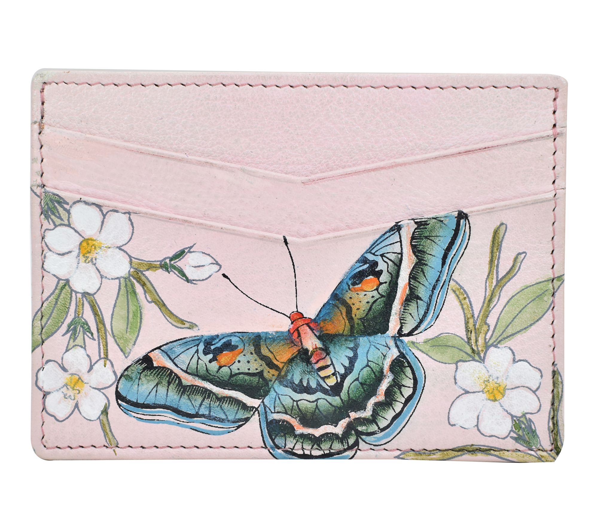 Anushcka Painted Leather Credit Card Case