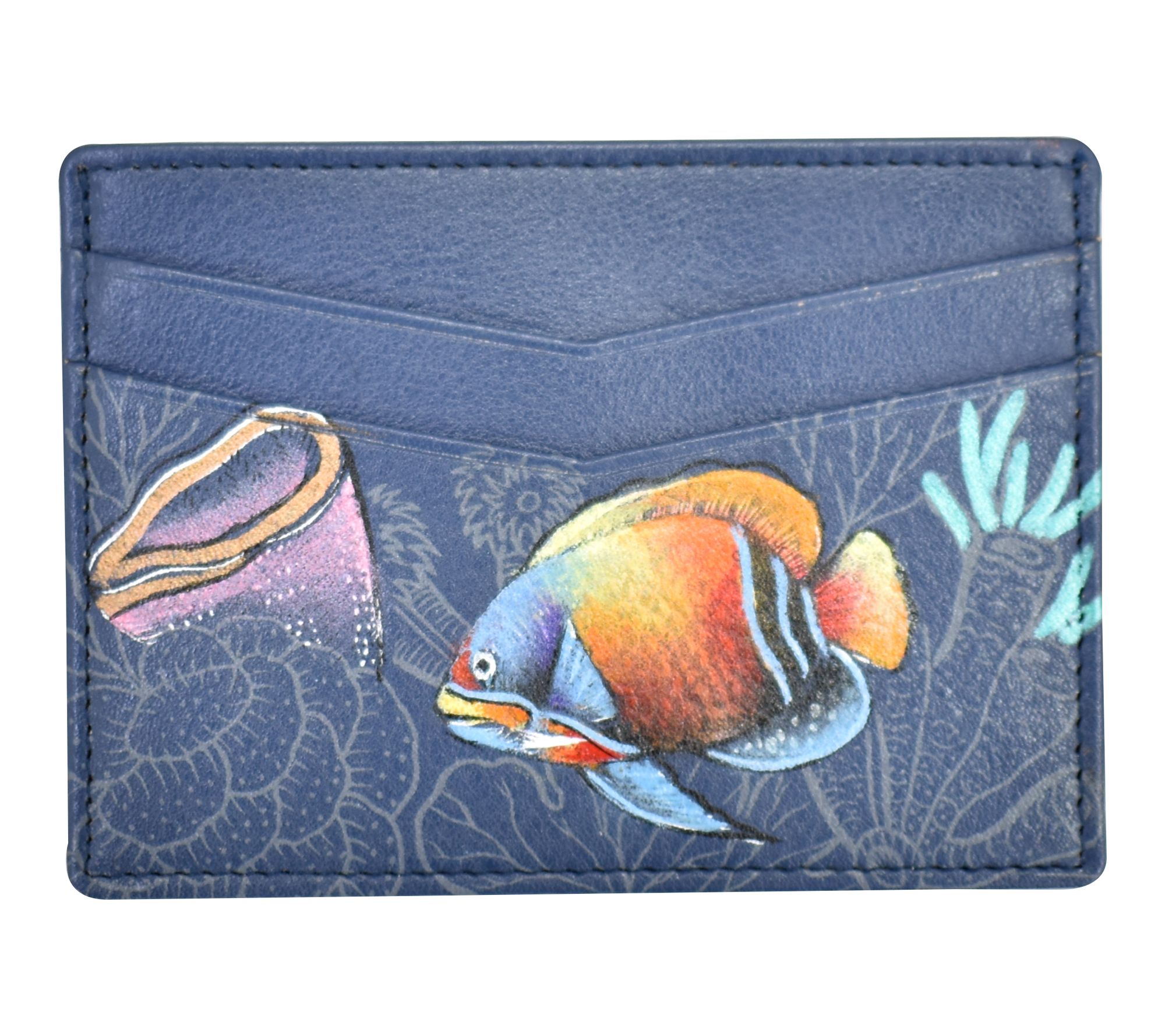 Anushcka Painted Leather Credit Card Case