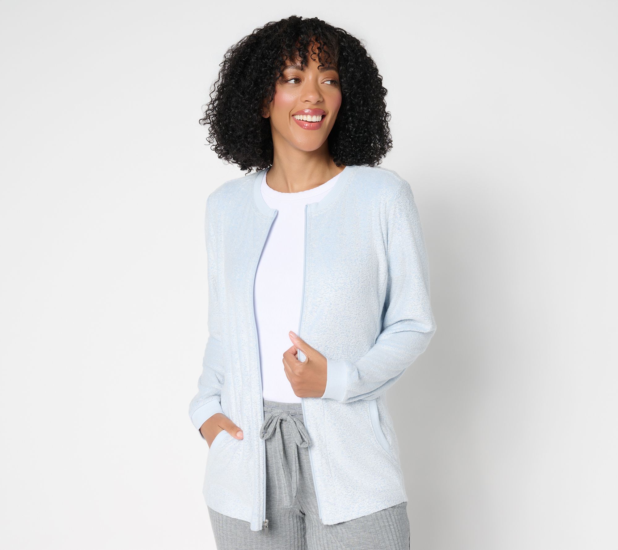 "As Is" Modern Soul Comfort Soul Knit Fleece Zip-Up with Pockets