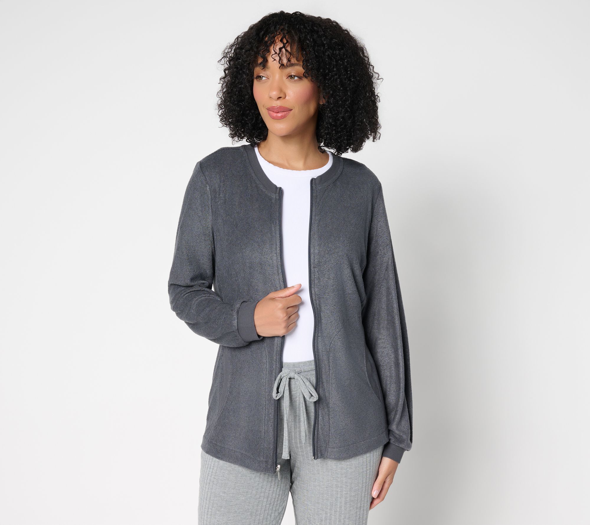 "As Is" Modern Soul Comfort Soul Knit Fleece Zip-Up with Pockets