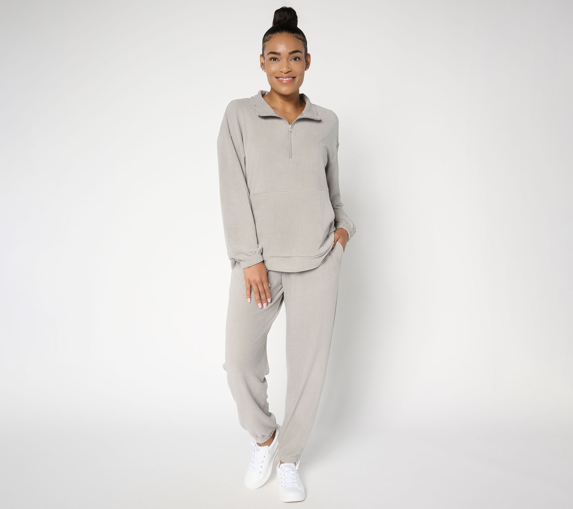 "As Is" Berkshire Homewear Dobby Rib Microfleece 1/4 Zip Set