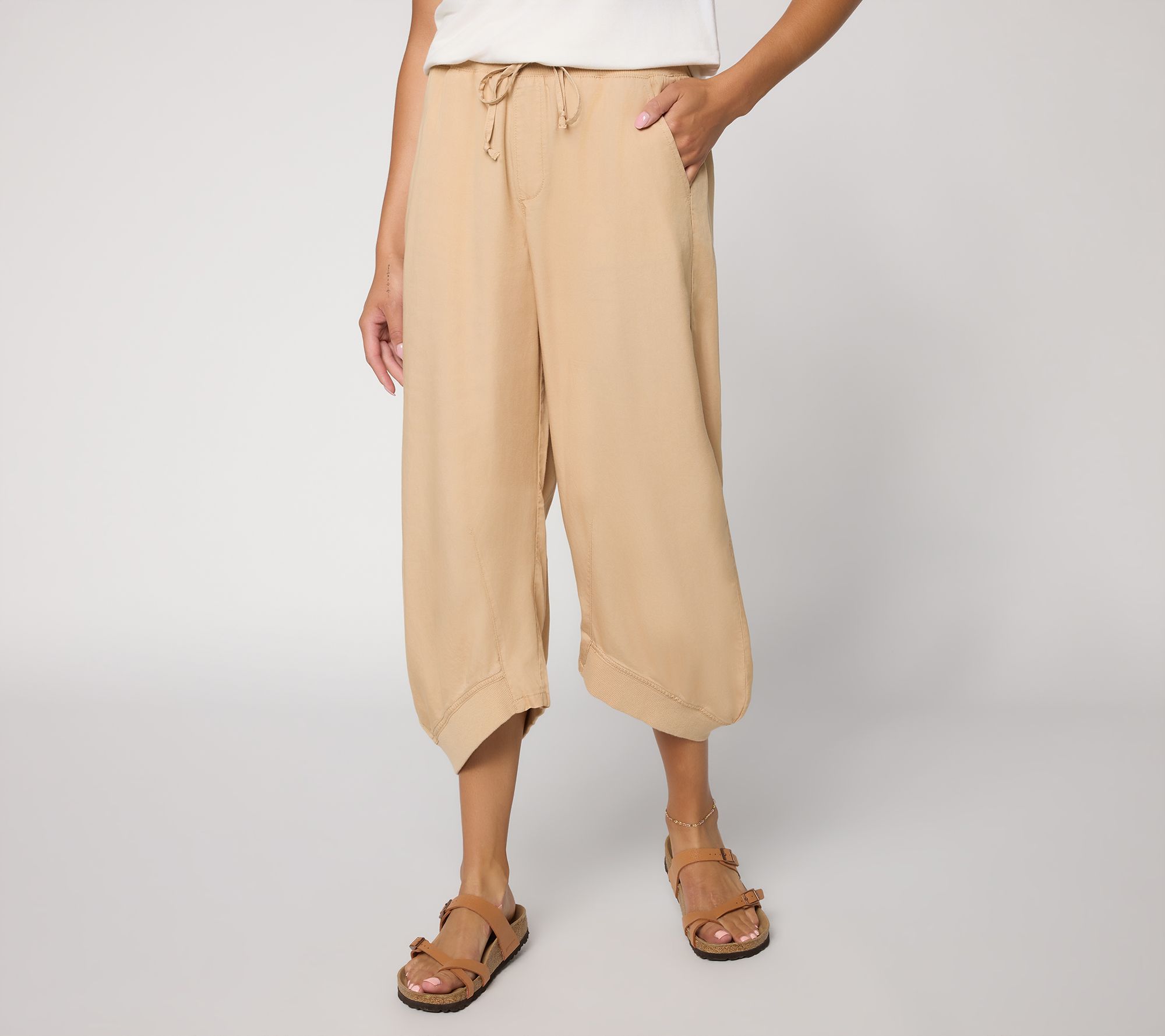 Peave Love World Petite Boheme Lyocell Horseshoe Leg Ankle Pants