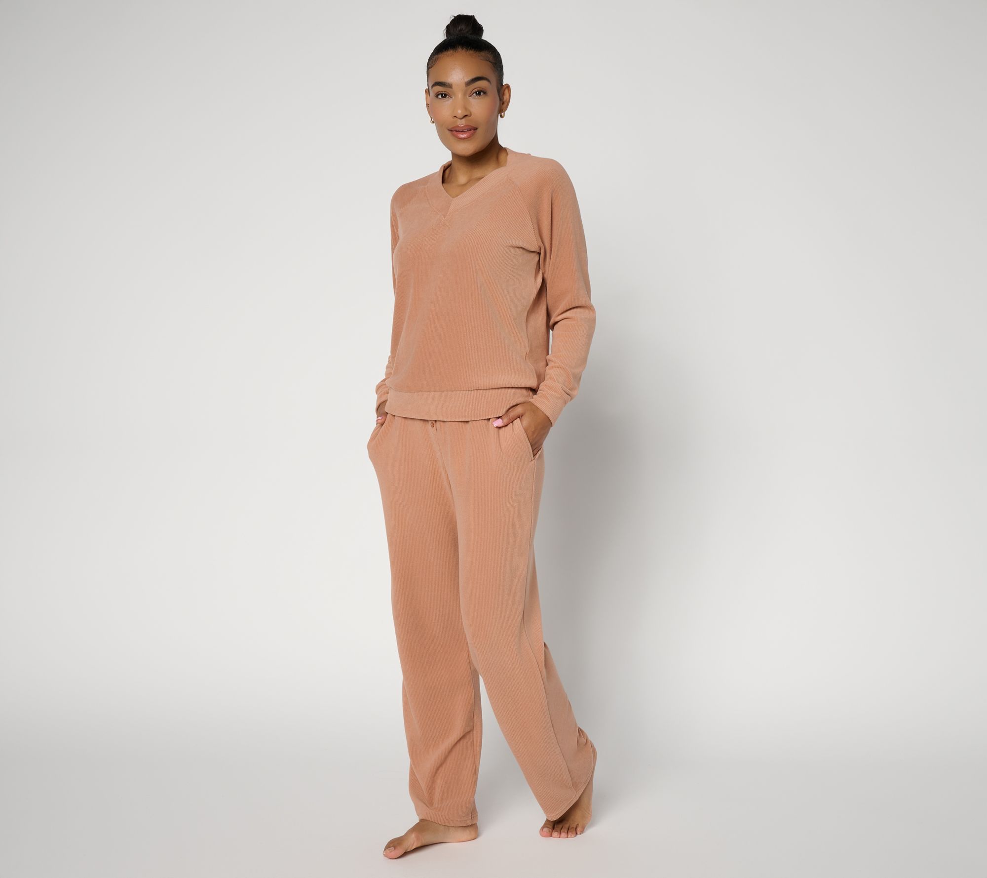 Berkshire Homewear Rib Microfleece V-Neck Pullover Set
