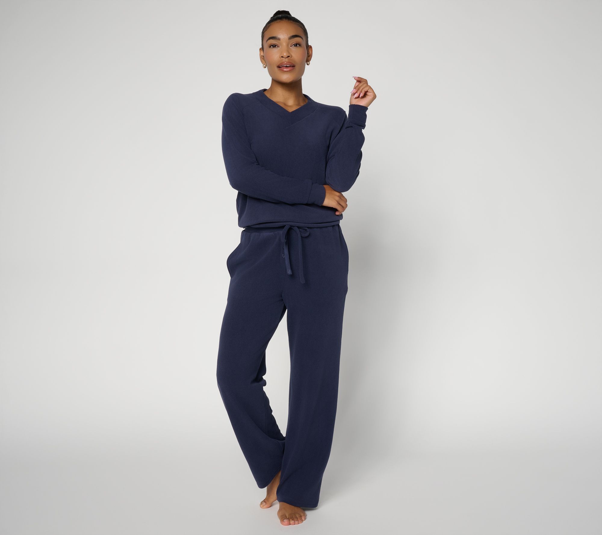 Berkshire Homewear Rib Microfleece V-Neck Pullover Set