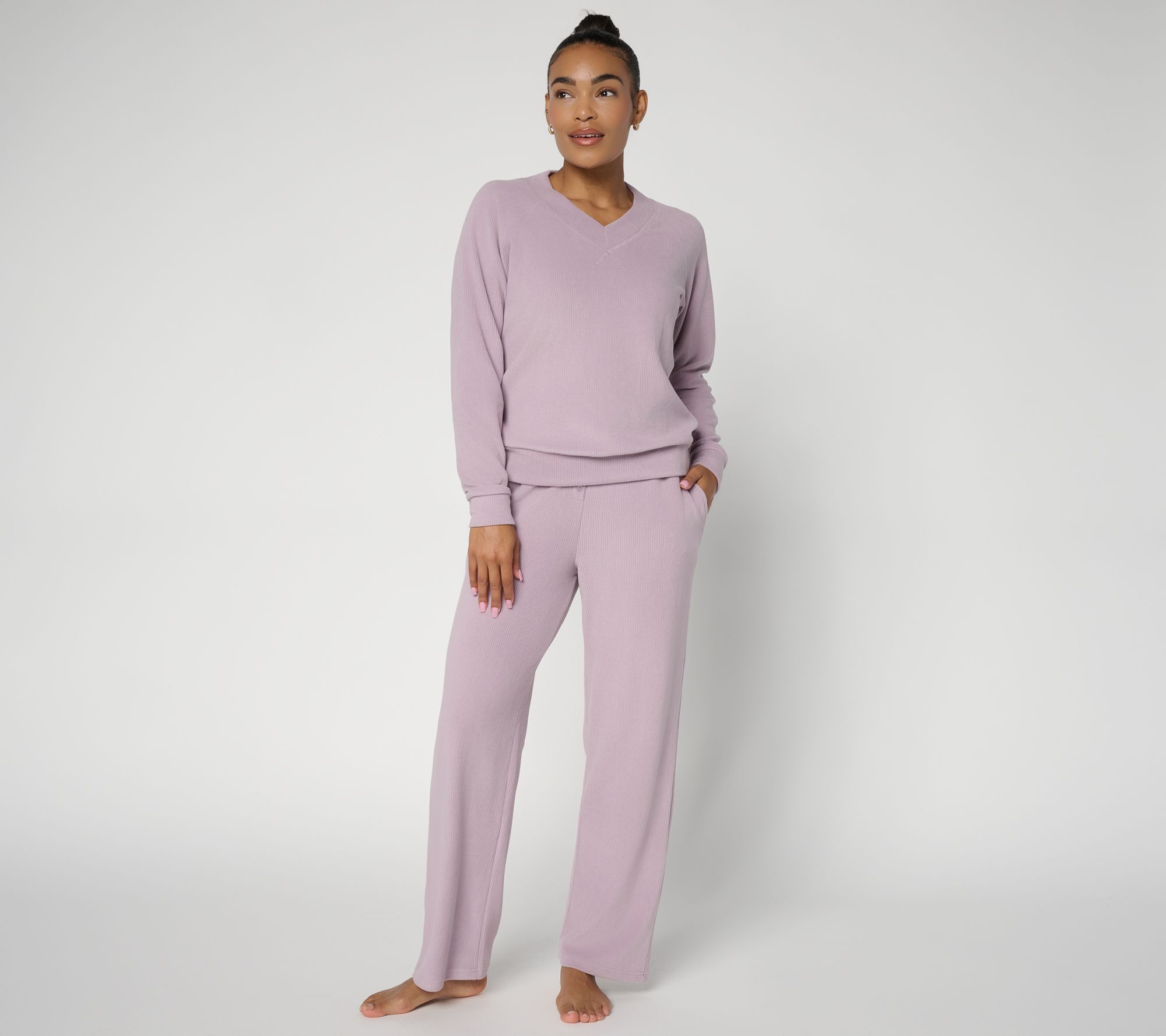 Berkshire Homewear Rib Microfleece V-Neck Pullover Set