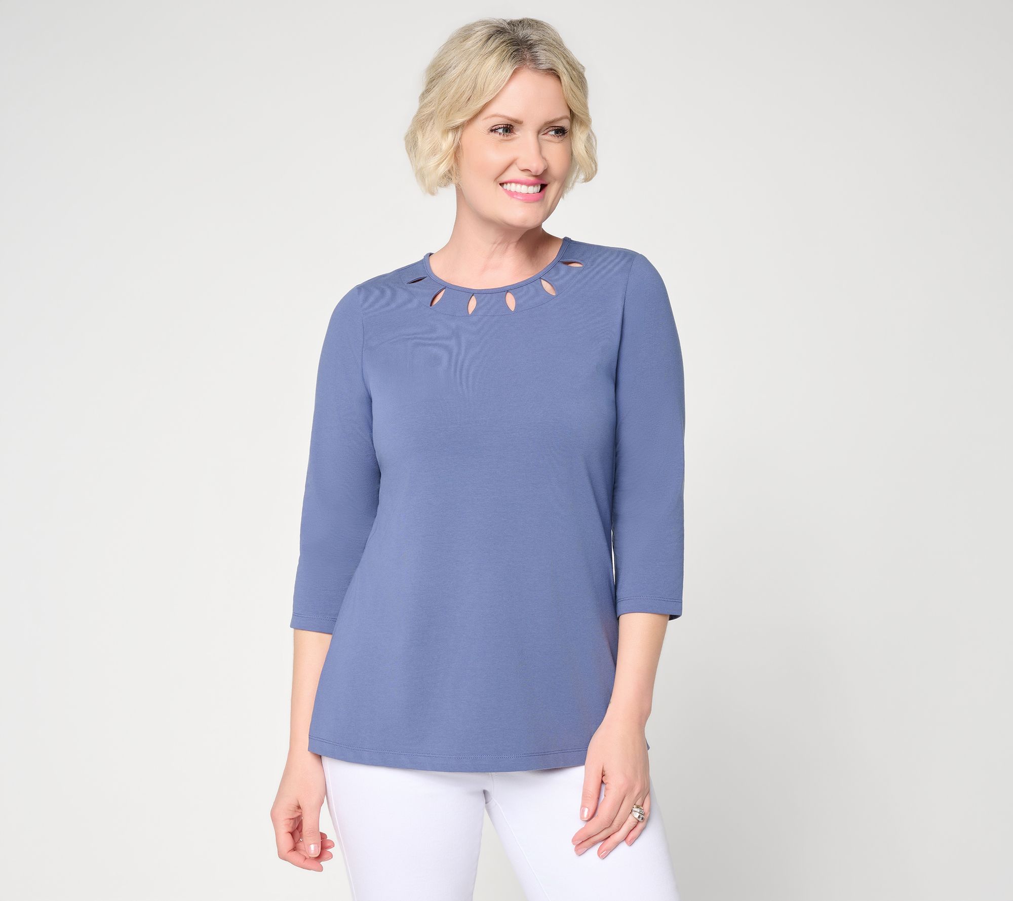 Denim & Co. Essentials Regular Perfect Jersey Keyhole Top