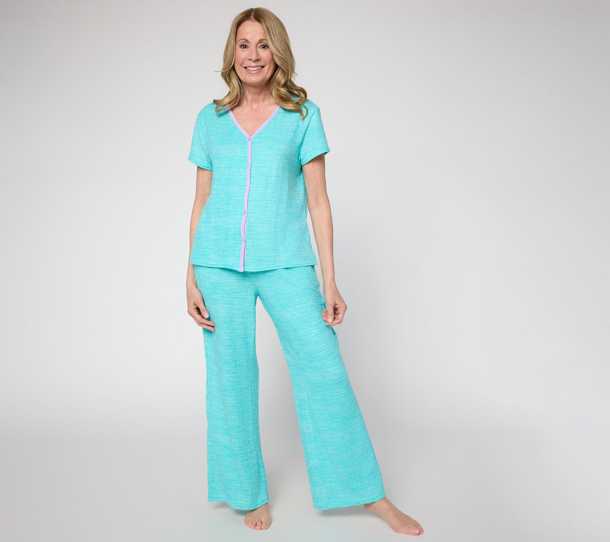 "As Is" MUK LUKS Ribbed Butterknit Short Sleeve Lounge Set