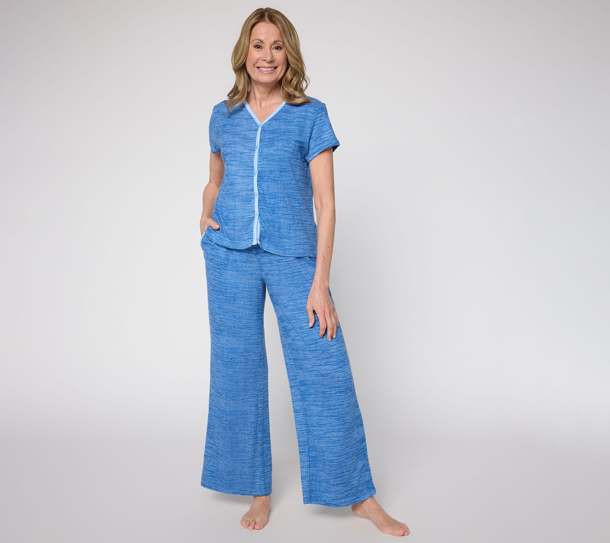 "As Is" MUK LUKS Ribbed Butterknit Short Sleeve Lounge Set