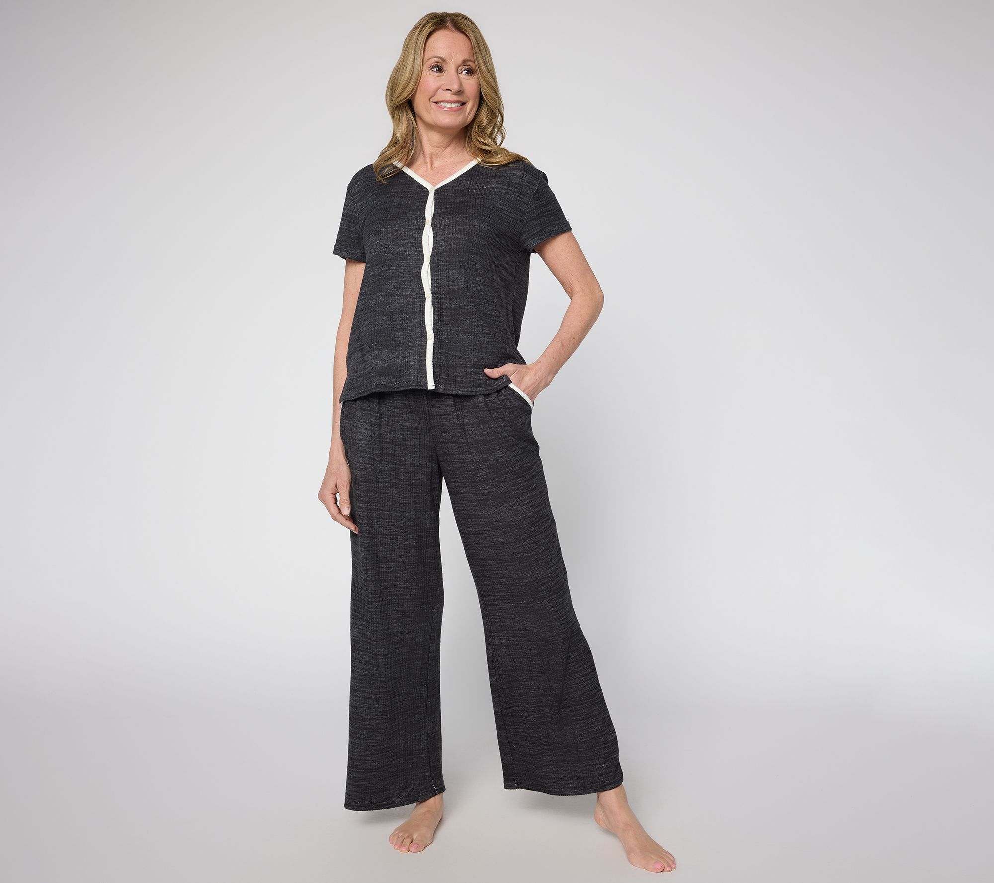 "As Is" MUK LUKS Ribbed Butterknit Short Sleeve Lounge Set