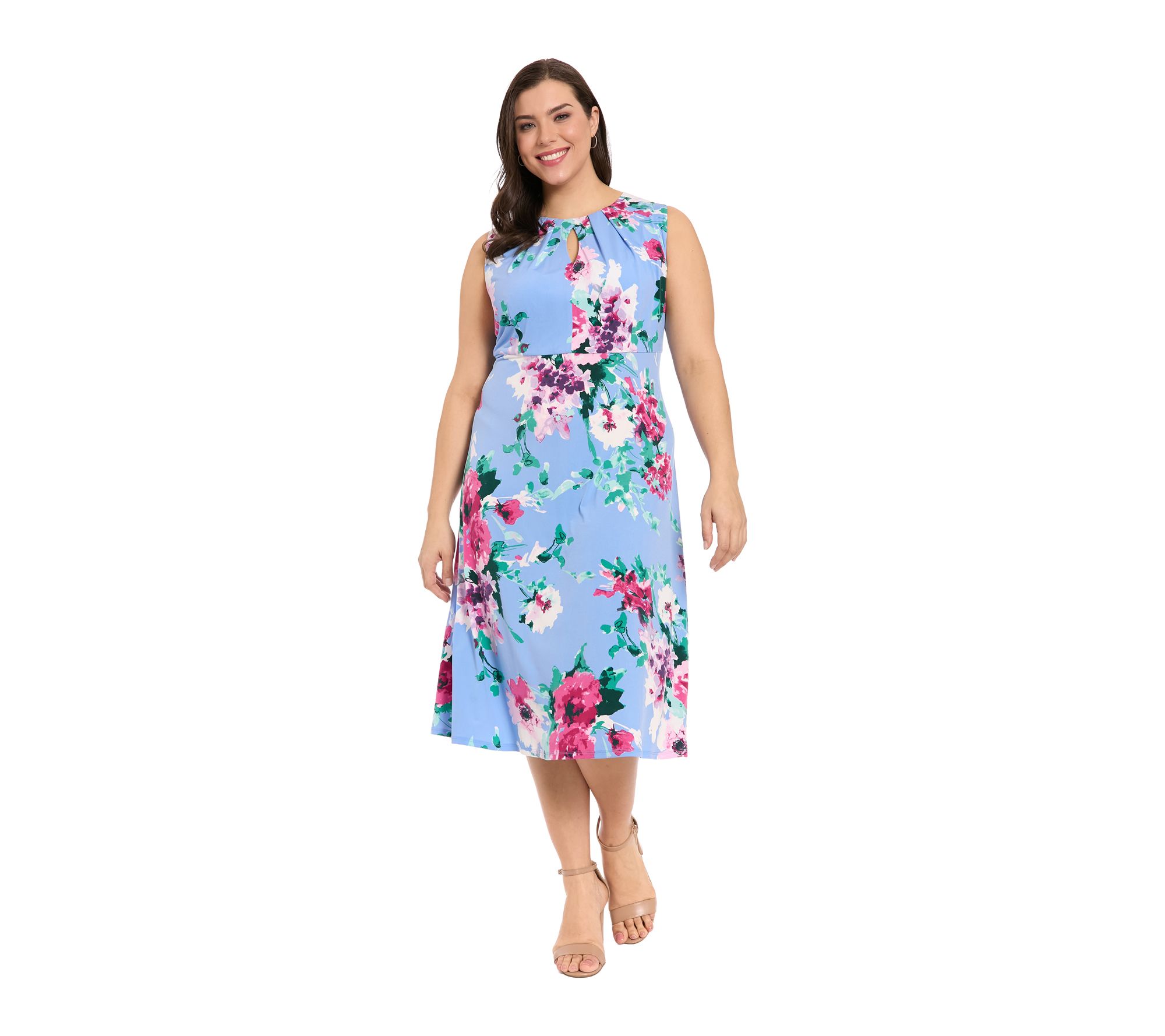 london times midi dress London Times Keyhole Midi Dress with Short Slee ves, Size 8, Ivory/Red