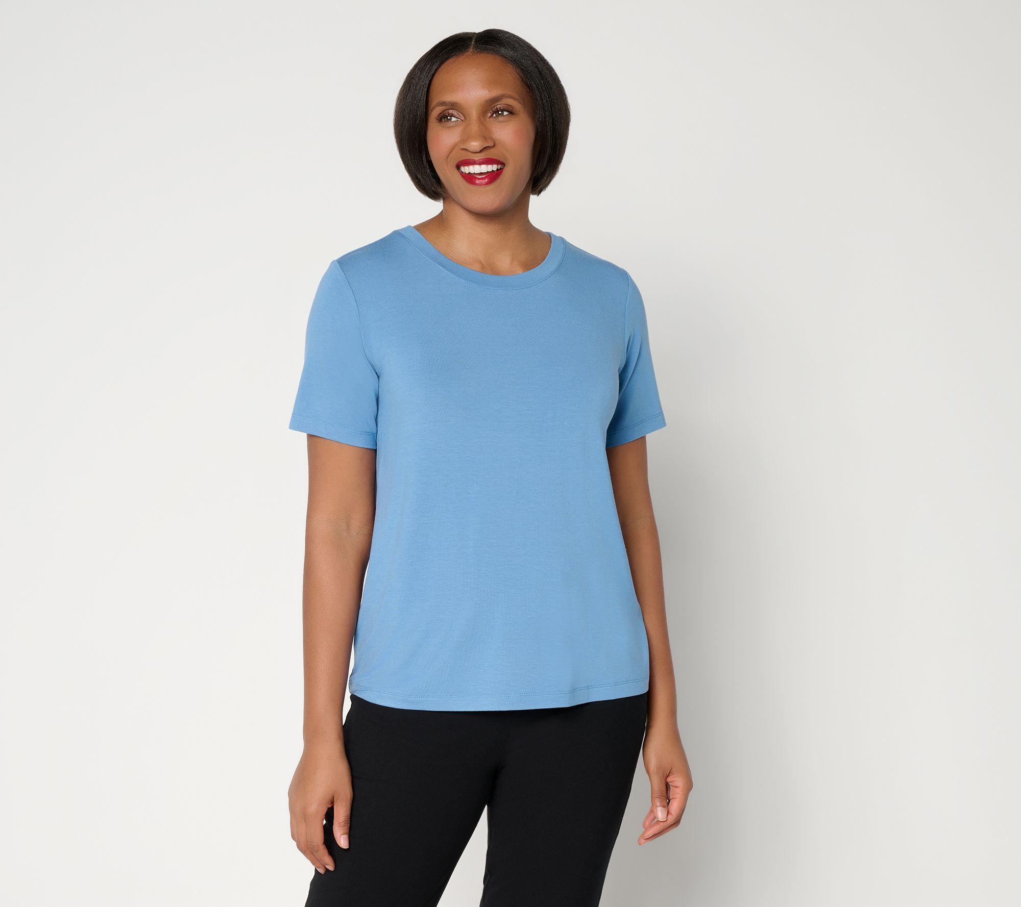 "As Is" Susan Graver Essentials RayonAllureKnit Crew Neck Top