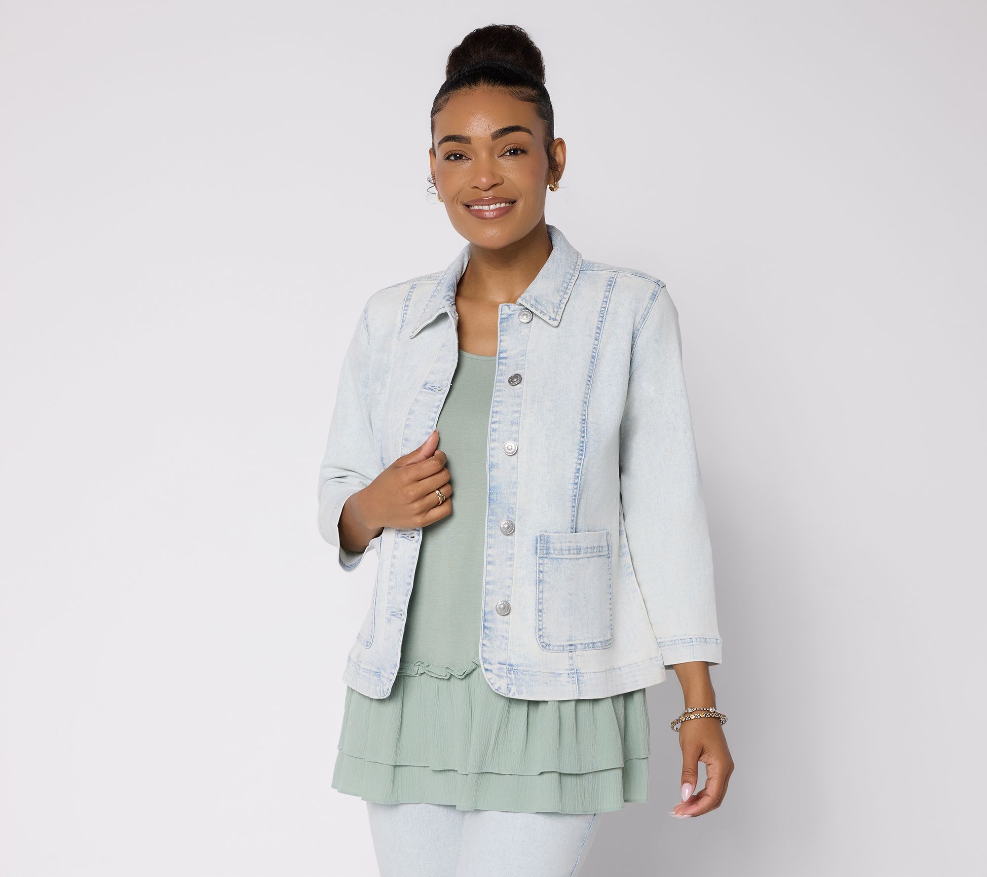 "As Is" LOGO by Lori Goldstein Acid Wash Denim Jacket