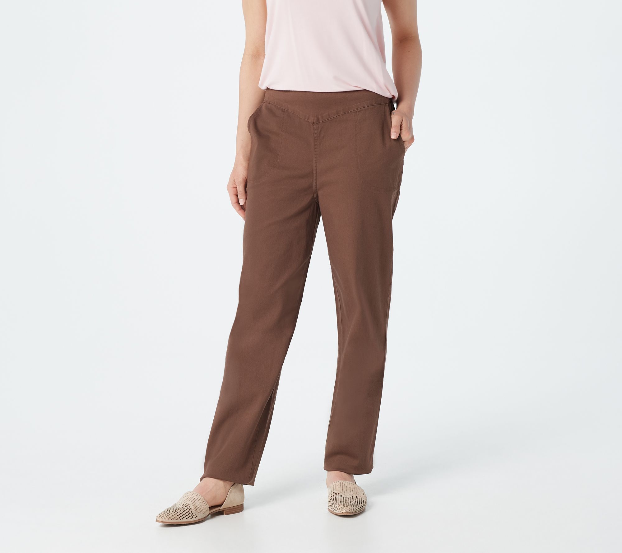 Denim & Co. Pull-On Front V-Yoke Jeans with Pockets