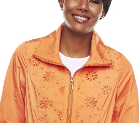 Cropped Eyelet-Detail Jacket with Zipper Accents
