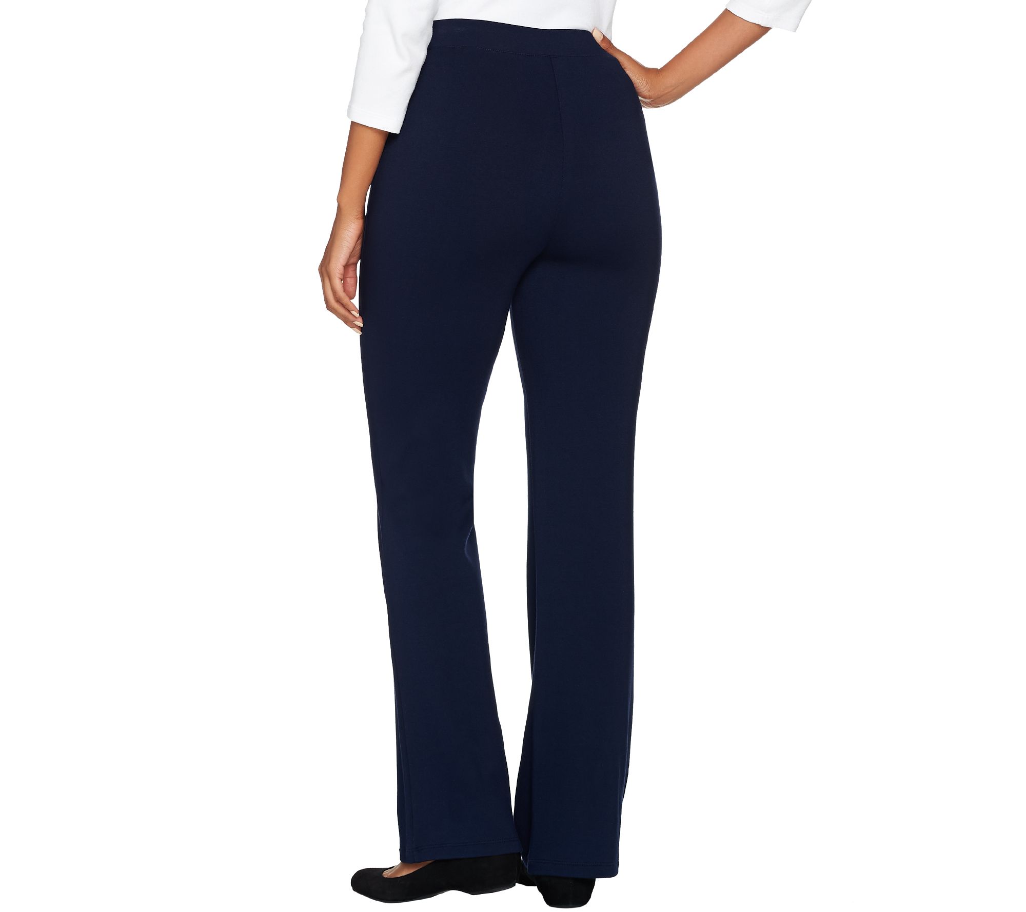 Susan Graver Weekend Brushed Back Knit Mini Boot Cut Pants - QVC.com