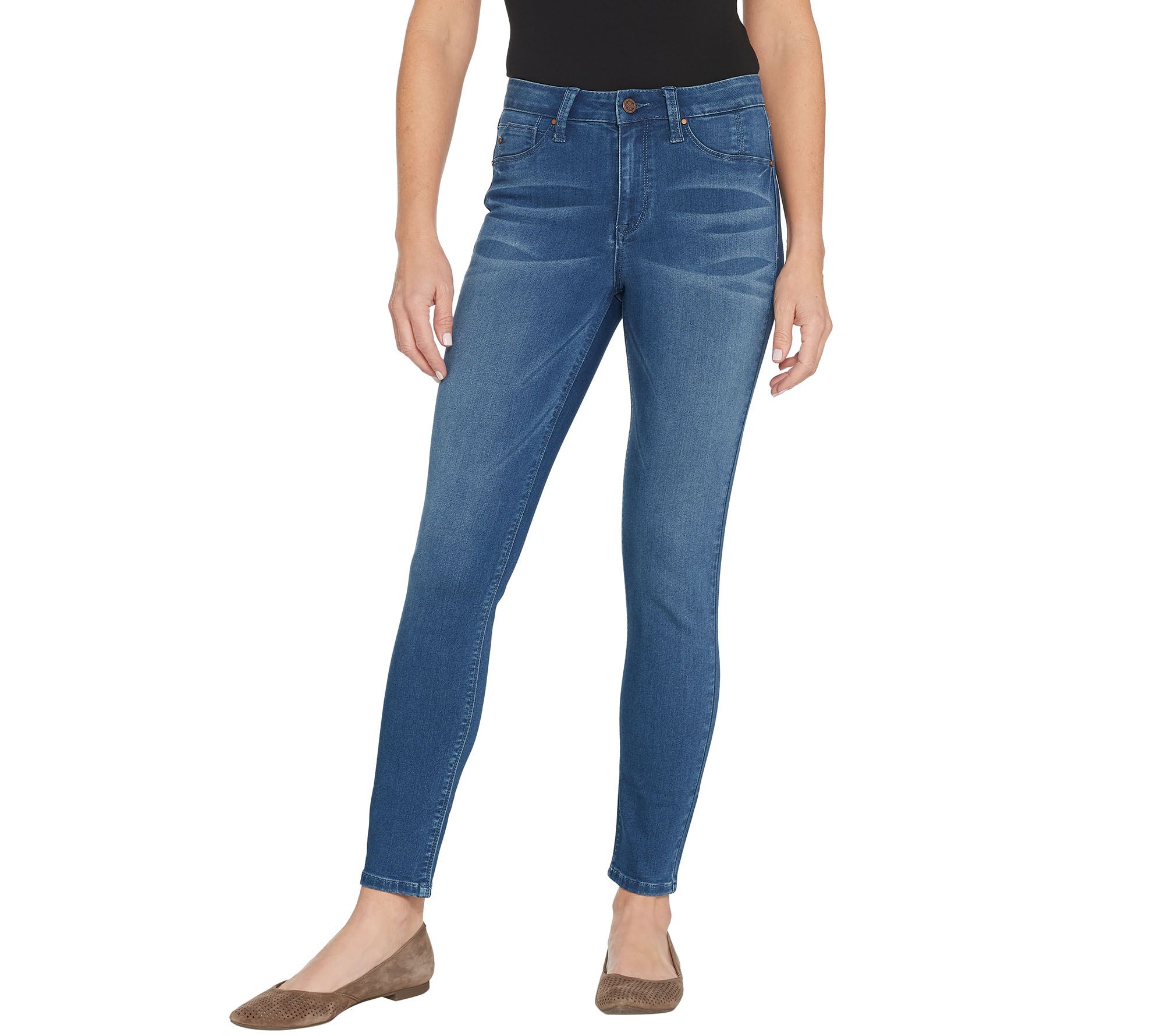 Laurie Felt Silky Denim Ankle Skinny Jeans with Zipper Fly - QVC.com