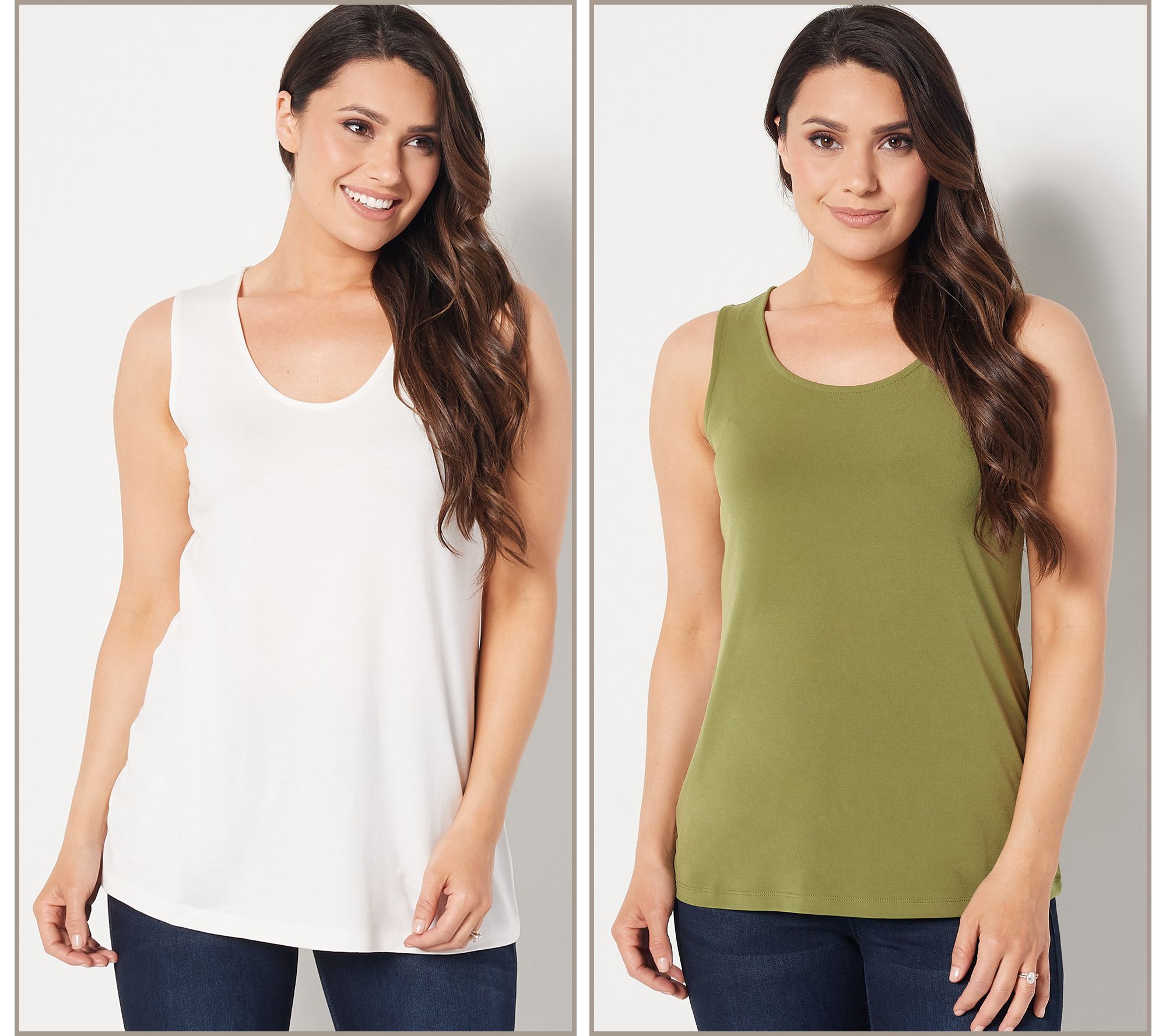 Susan Graver Modern Essentials Set of 2 Liquid Knit Tanks 