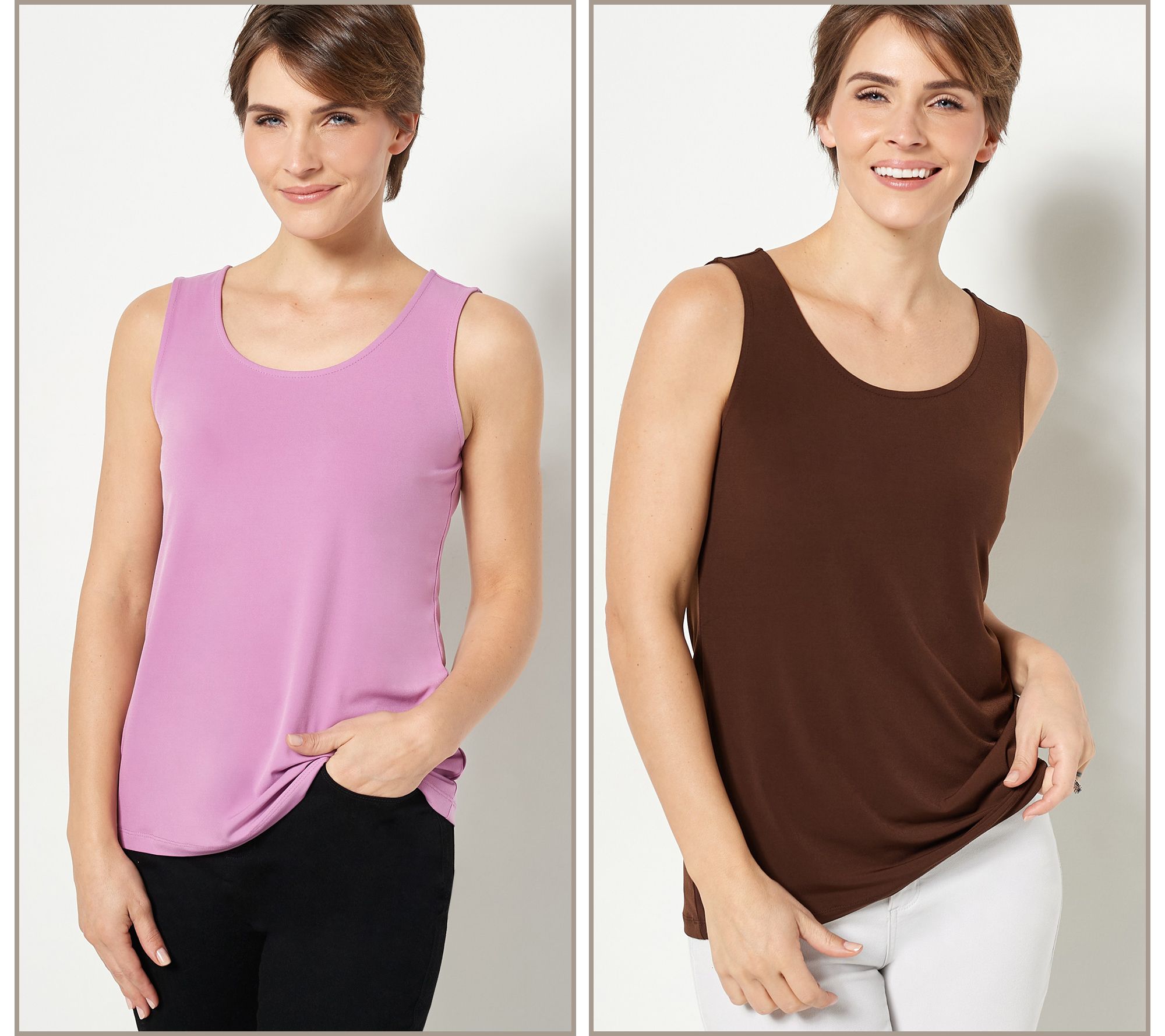 Susan Graver Modern Essentials Set of 2 Liquid Knit Tanks