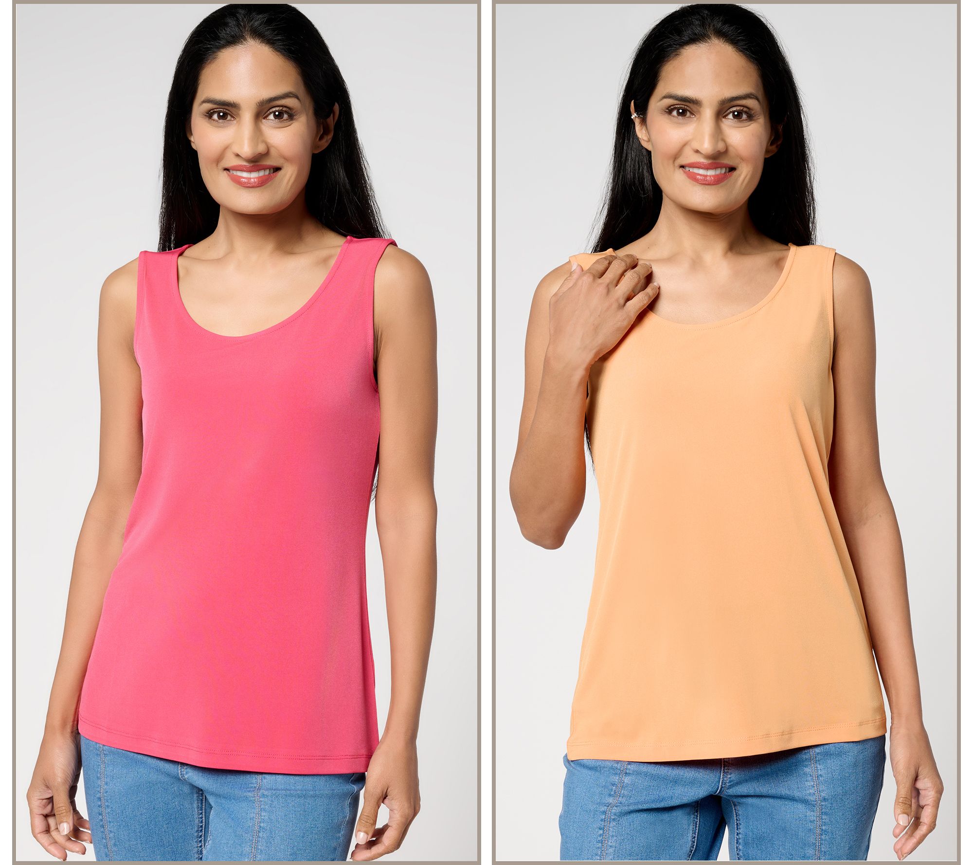 Susan Graver Modern Essentials Set of 2 Liquid Knit Tanks