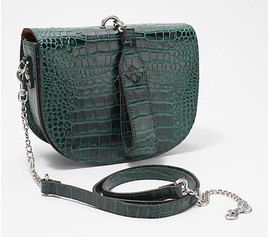 Patricia Nash Leather Croco Embossed Top Camberly Flap Crossbody