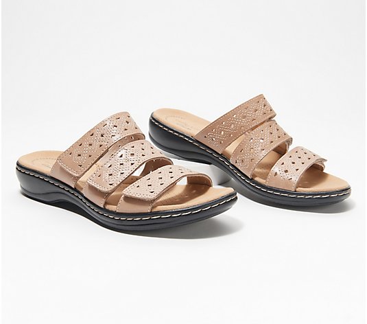 Clarks Collection Leather Slide Sandals - Leisa Spice