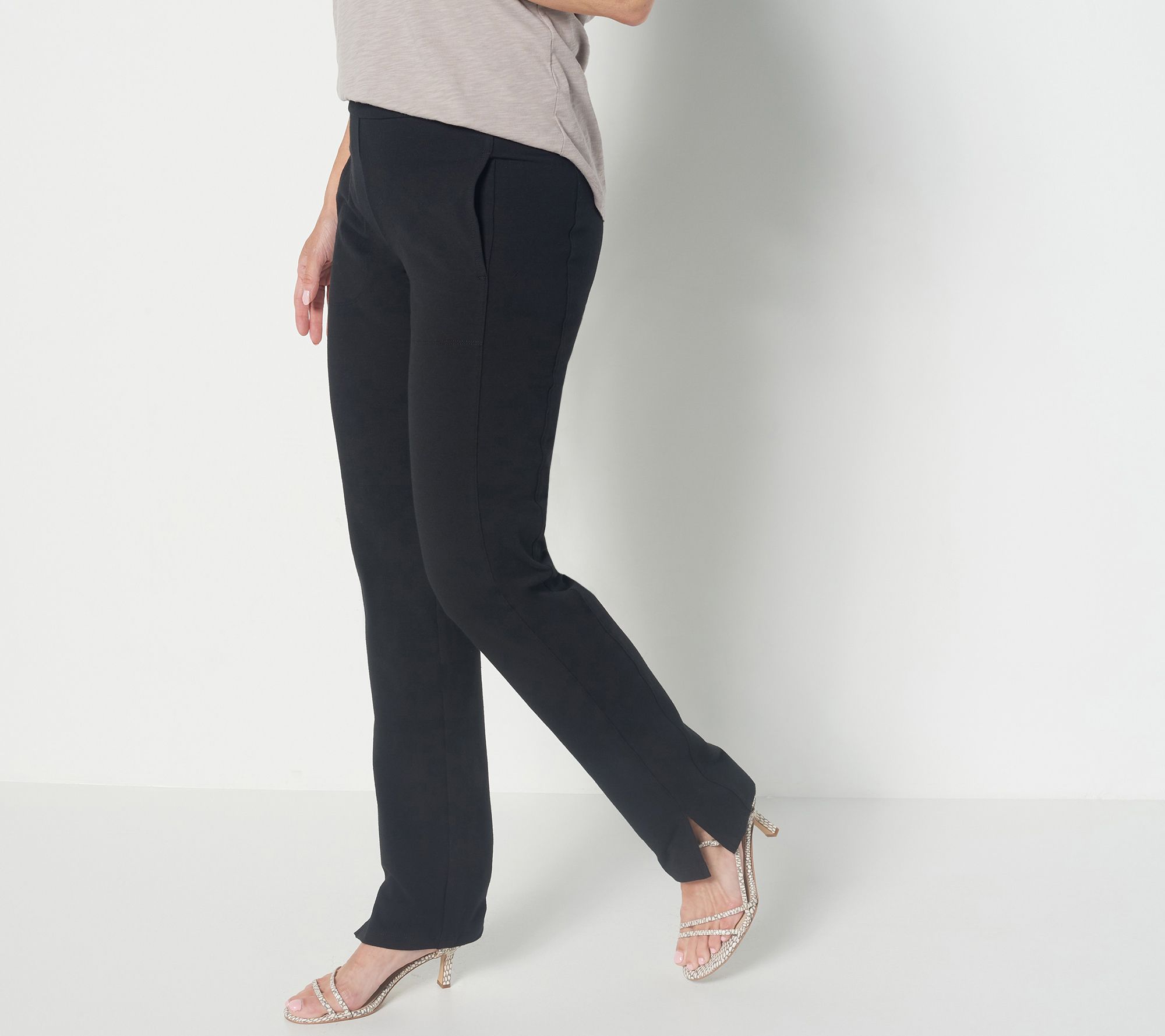 Slim Straight Leg Dress Pants for Tall Women in Black