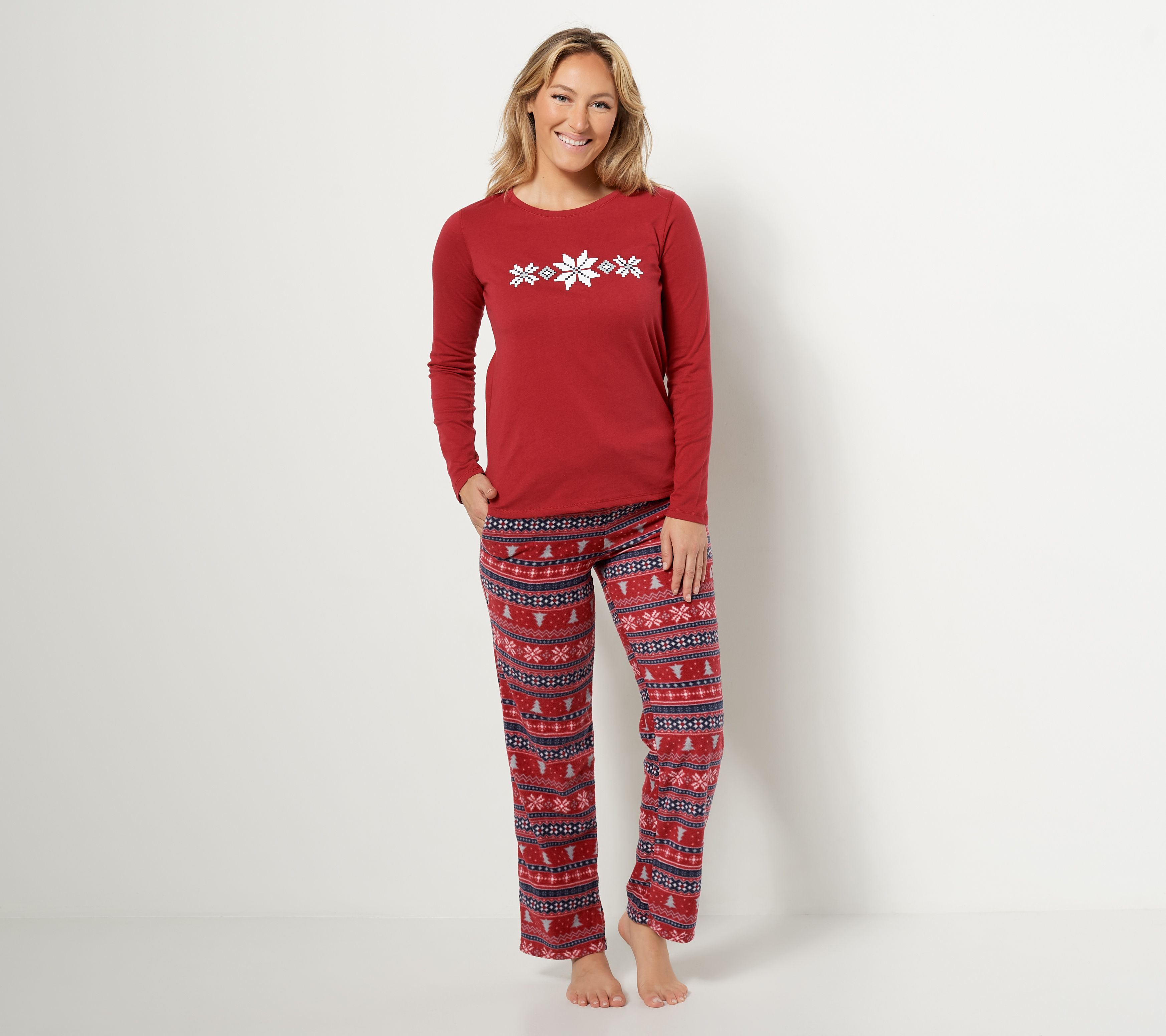 Cuddl Duds Jersey & MicroFleece Women's Pajama Set 