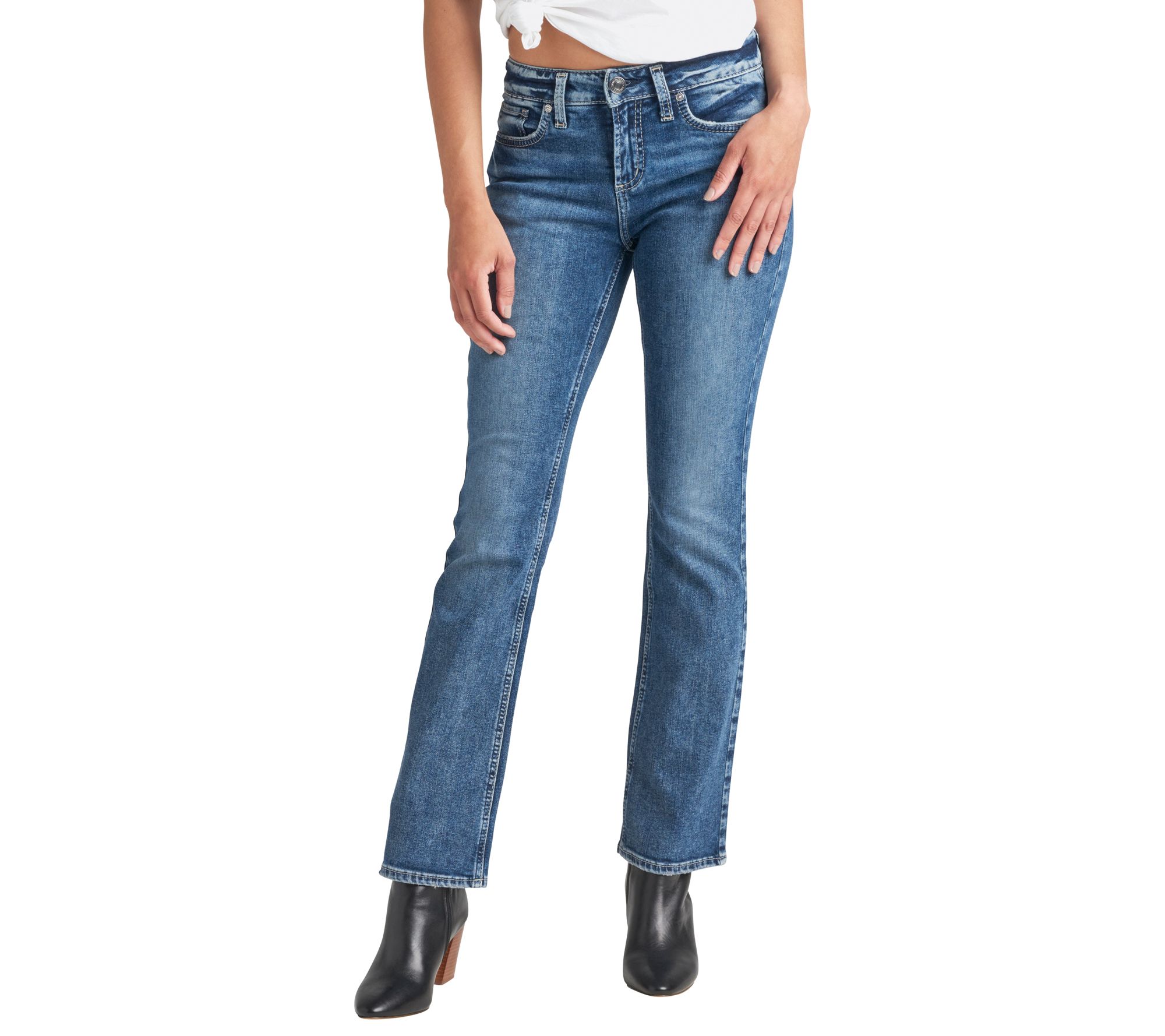 Silver Jeans Co. Elyse Mid Rise Slim Bootcut Je ans-EPX362 - QVC.com
