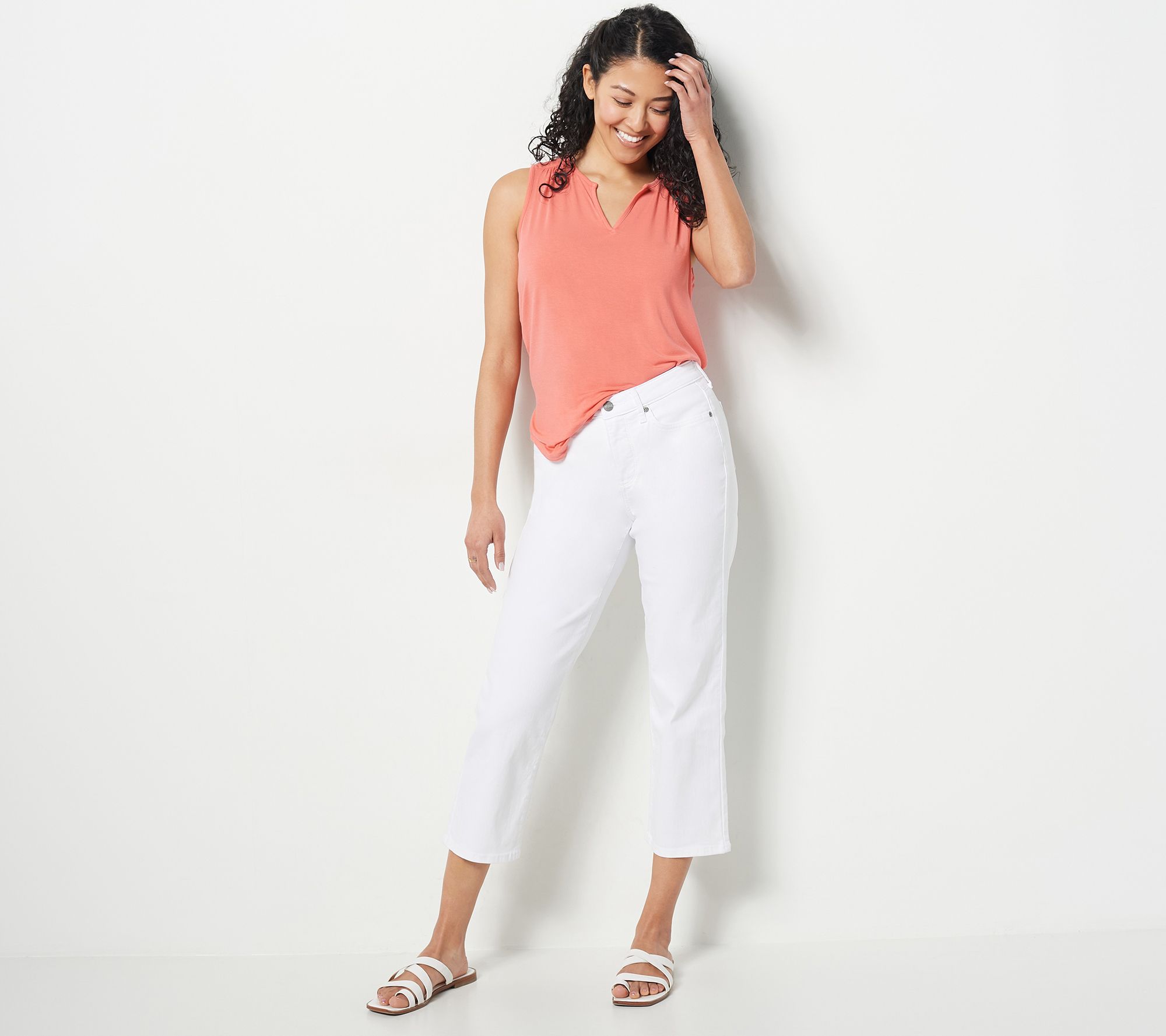 NYDJ Relaxed Piper Crop Jeans- Optic White - QVC.com