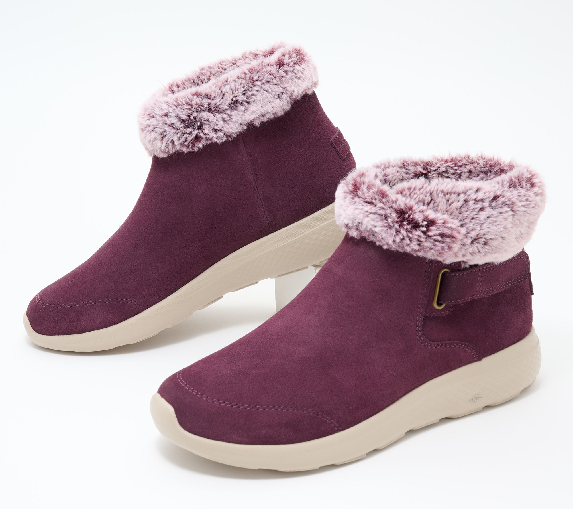 Skechers On GO City 2 Suede and Faux Ankle Boots - Cuddle Up - QVC.com