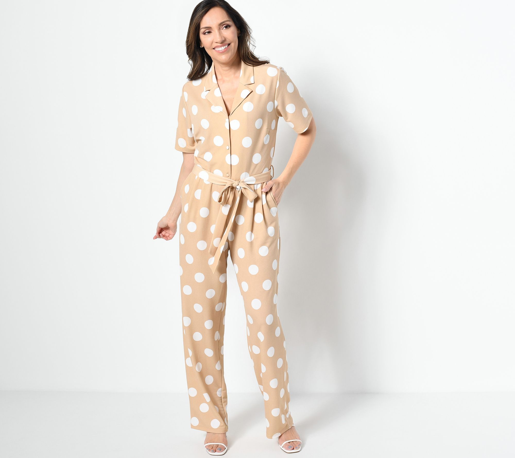 "As Is" Studio Park x Leah Williams Tall Polka Dot Knit Jumpsuit