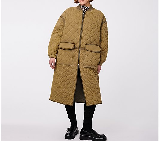 Bernie Quilted French Terry Long Bomber Coat