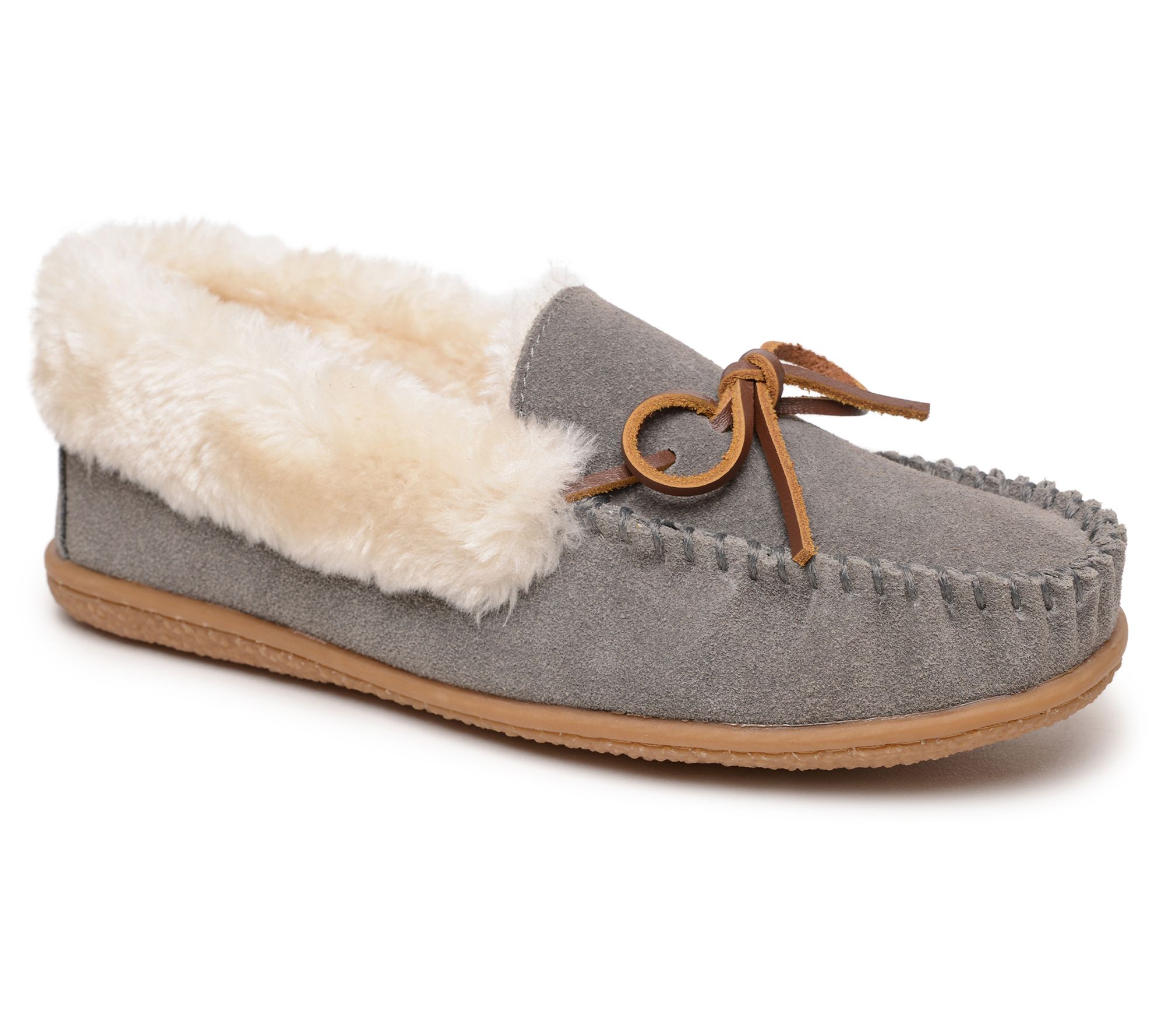 Women's Camp Suede Moccasin Slippers - QVC.com