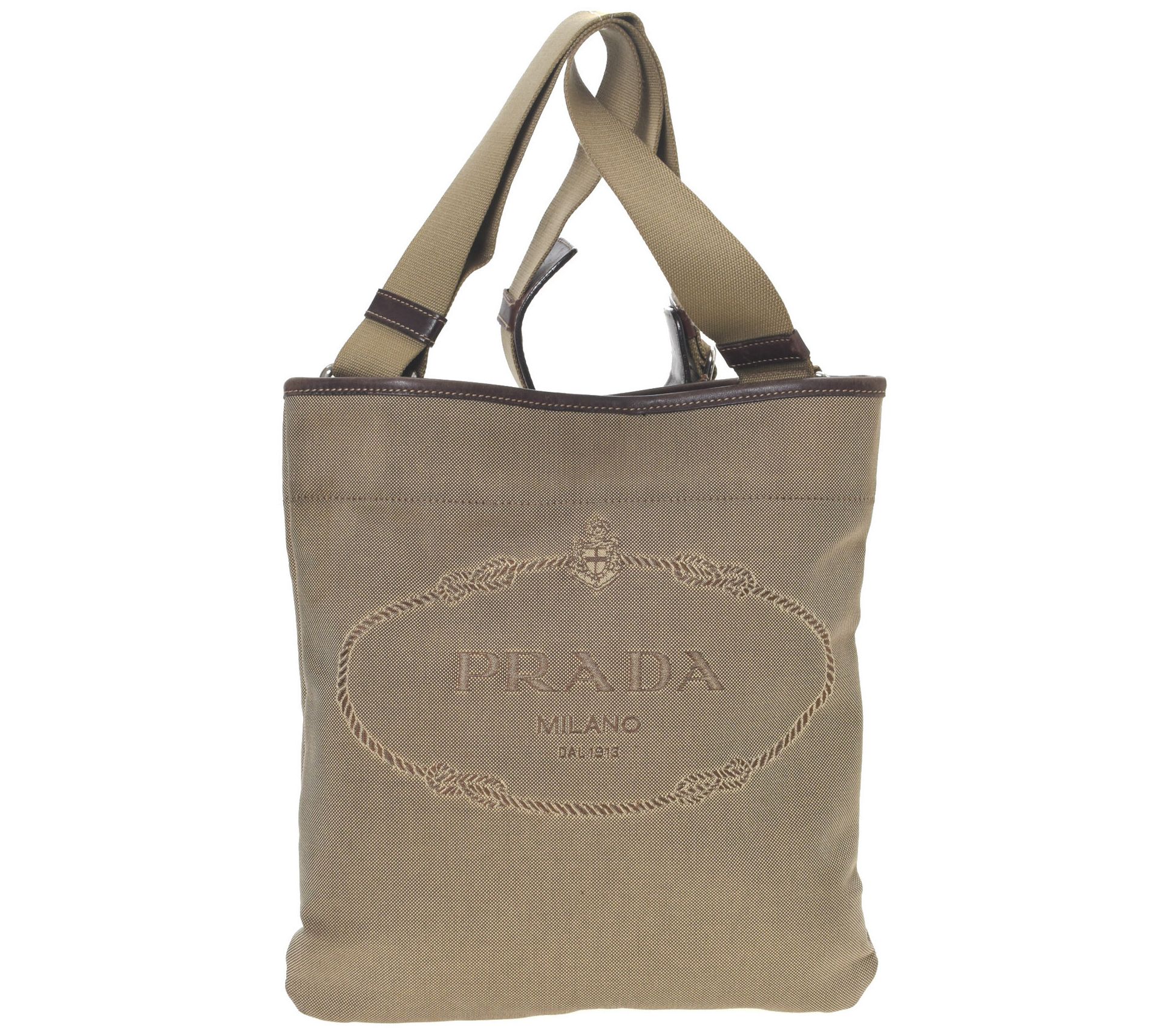 Prada Jacquard Fabric Trim Crossbody Bag