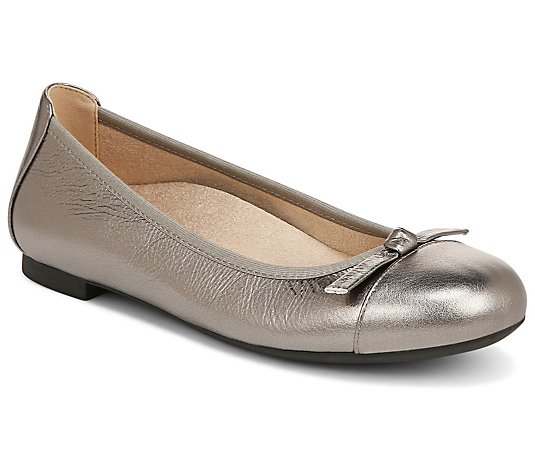 Vionic Leather or Snake-Embossed Bow Flats - Amorie