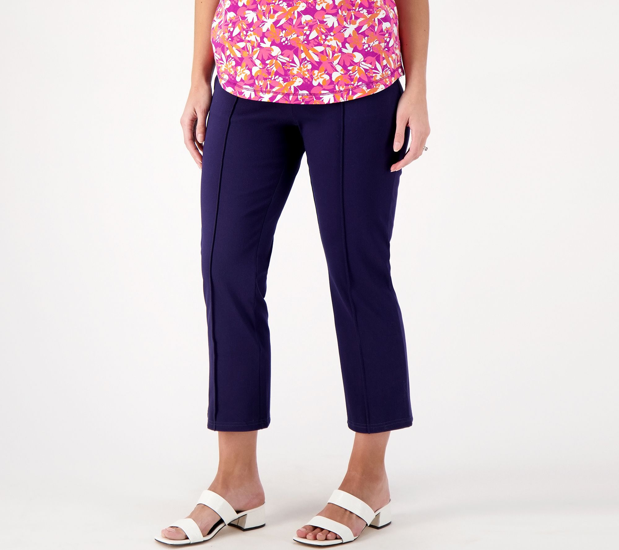 QVC) Denim & Co. Comfy Knit Air RegularStraight Crop Pant with Side Slits –  TVShoppingQueens