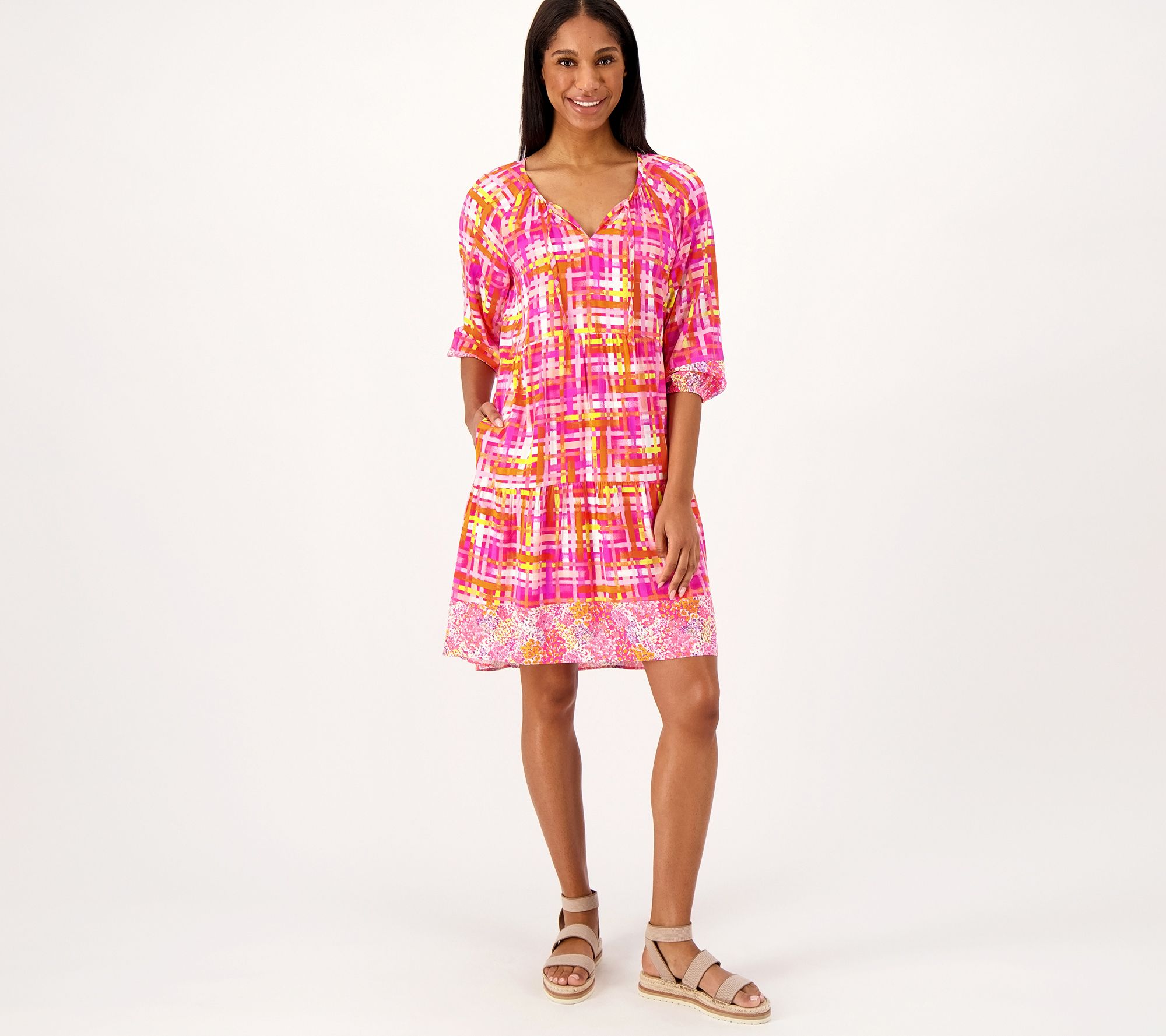 Isaac Mizrahi Live Petite Twin Printed Hi-Low Dress