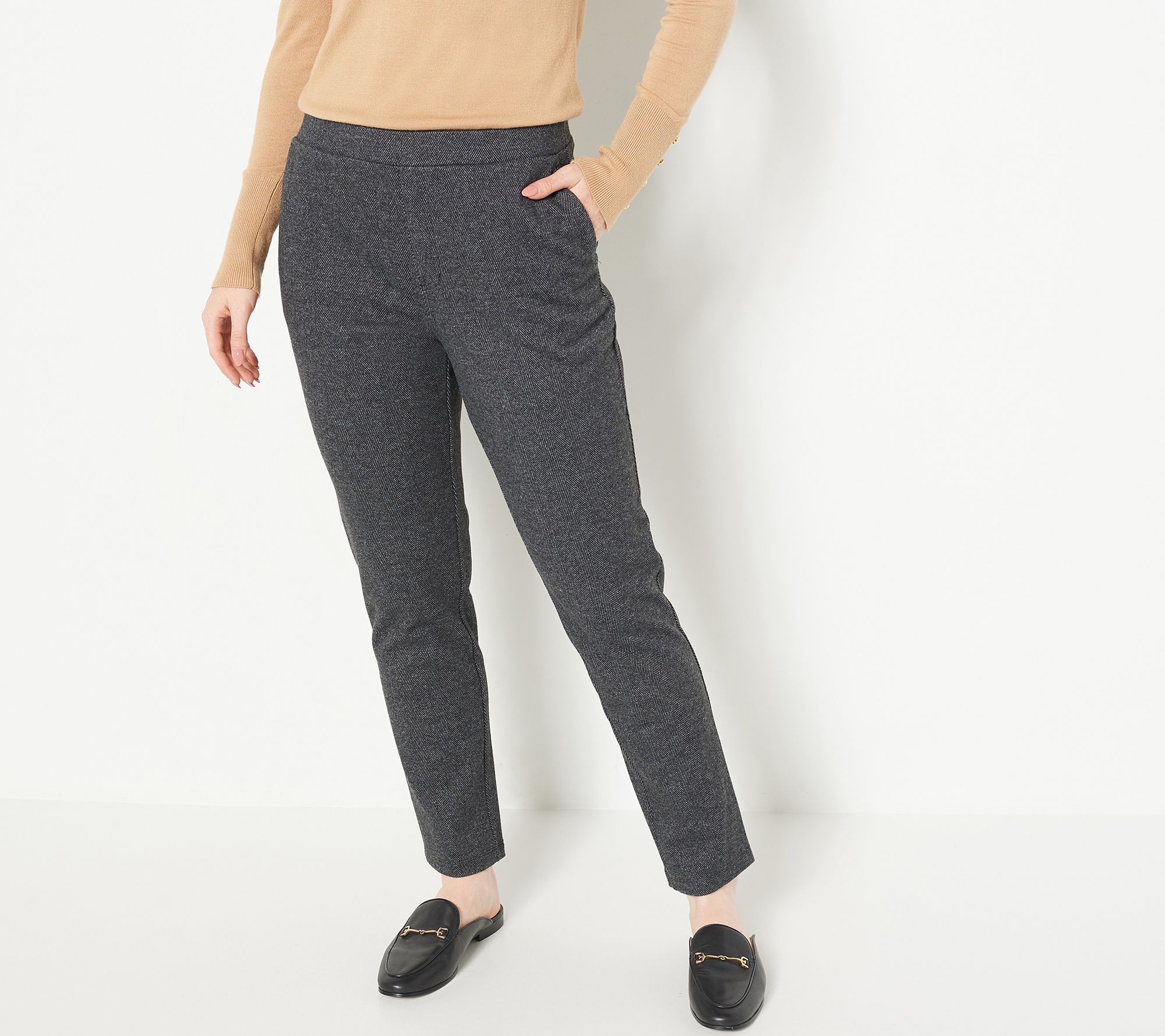 "As Is" GRAVER Susan Graver Petite Jacquard Knit Ankle Pants