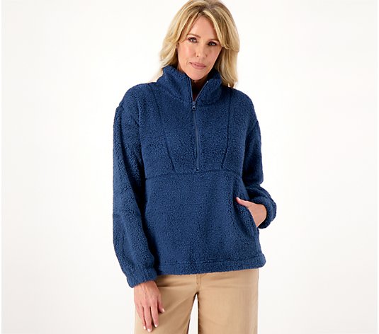"As Is" Koolaburra by UGG Shaggy Plush 1/2 Zip Pullover