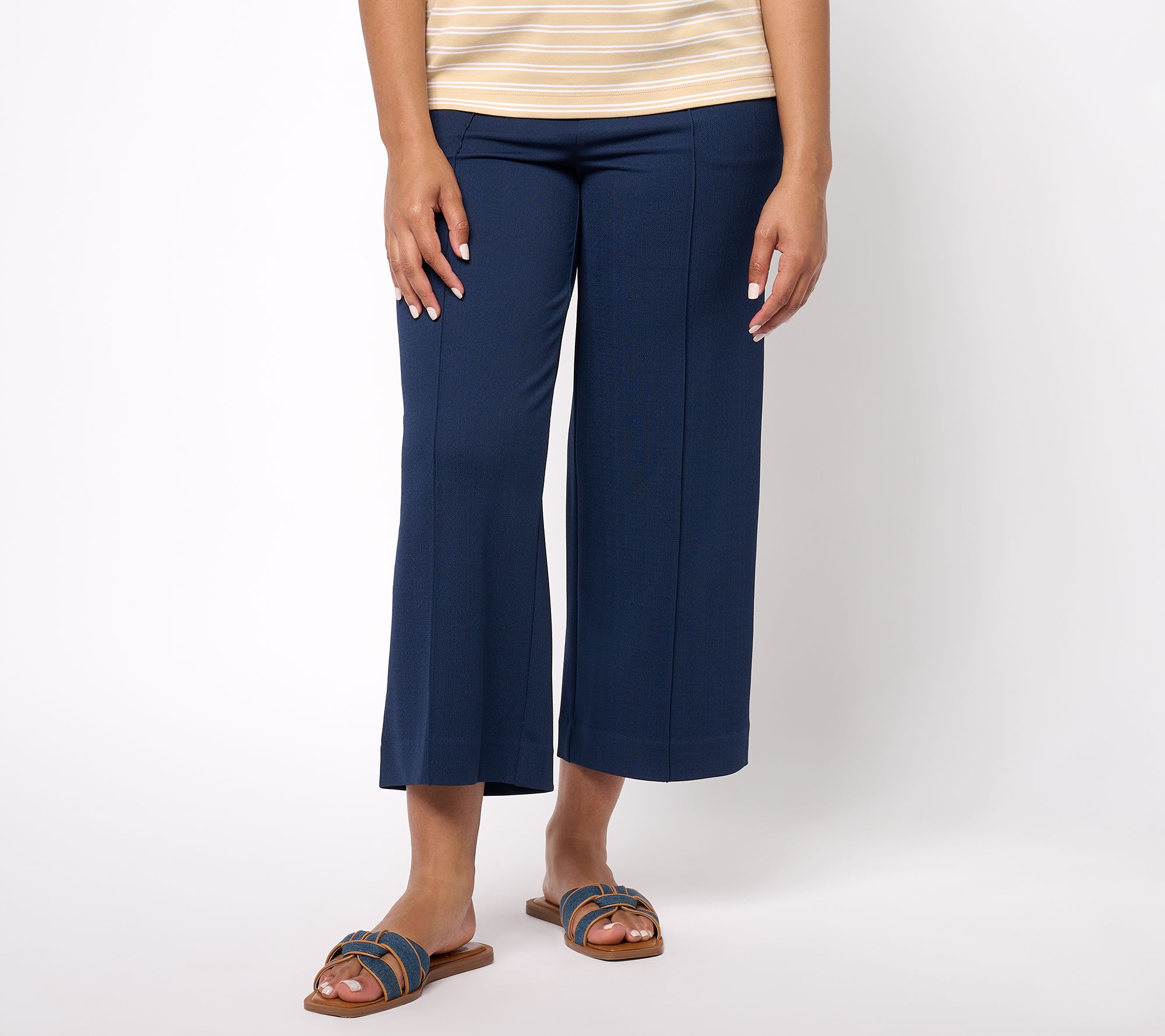 Isaac Mizrahi Live! Tall Printed Pebble Knit Culotte Pants