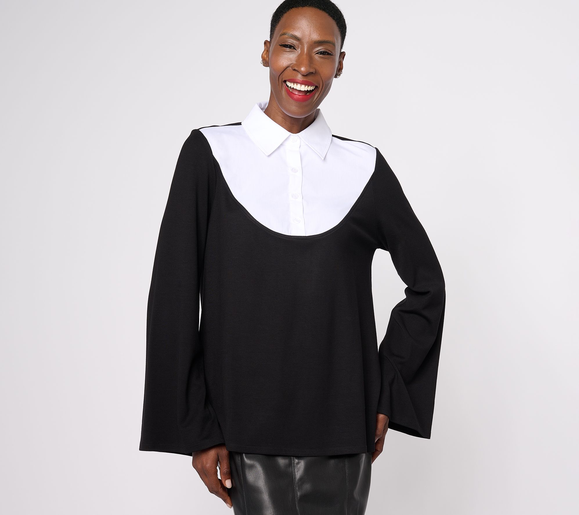 Attitudes by Renee Finespun Jersey Yolk Front Tunic