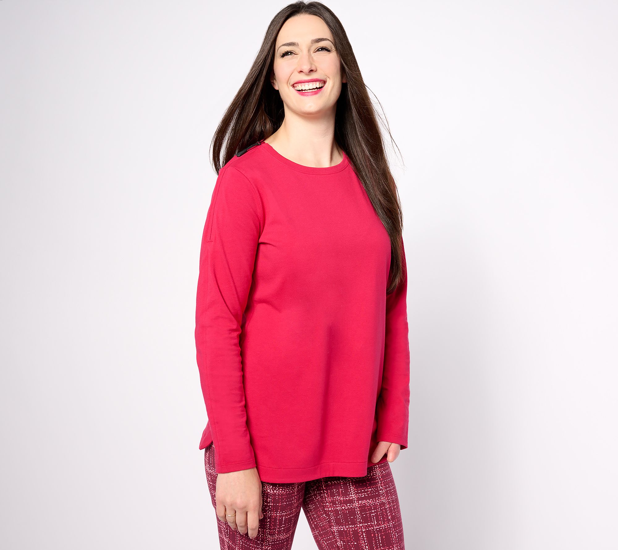 "As Is" Denim & Co. Adaptive Essentials Perfect Jersey Crew Neck Tunic