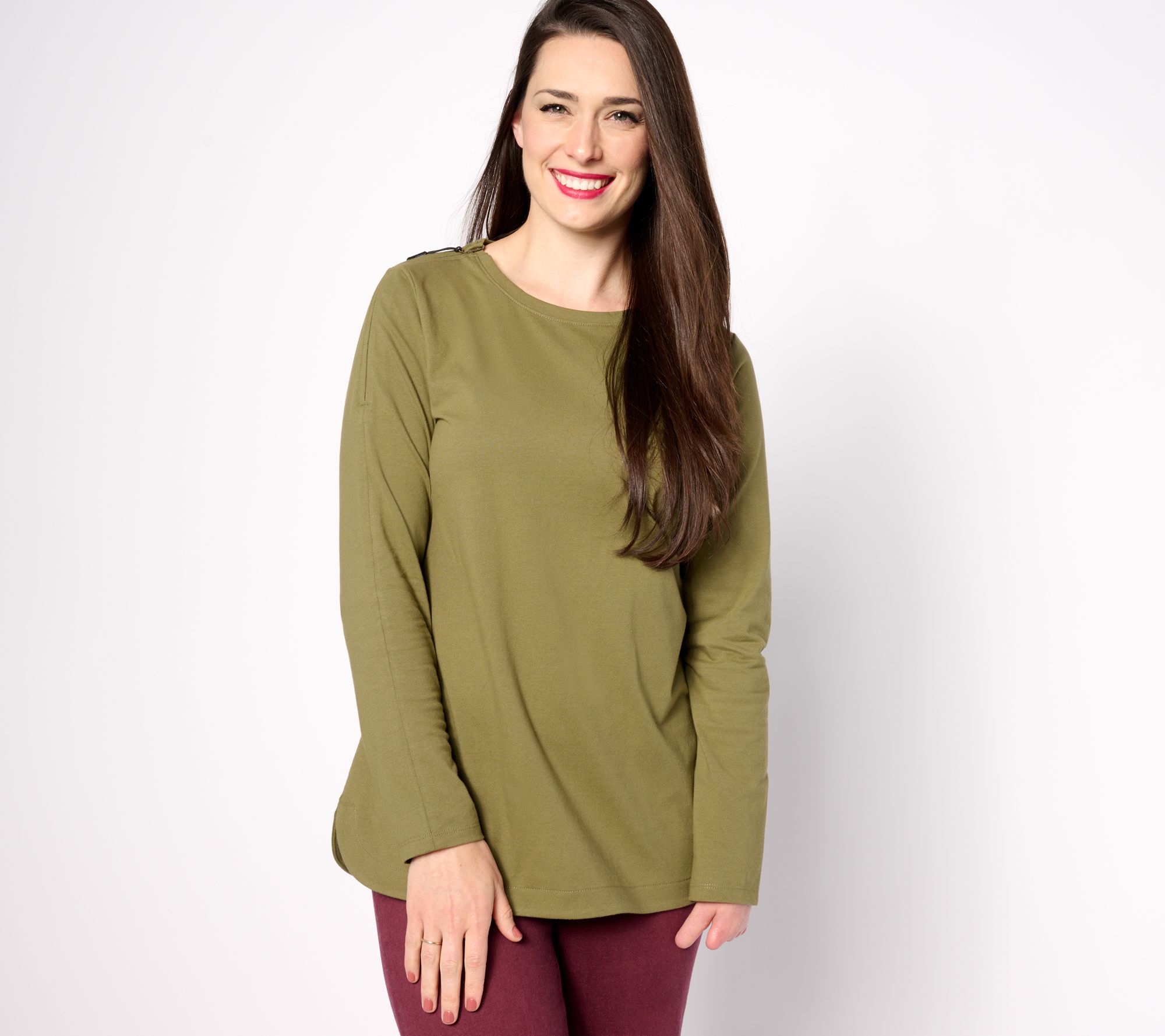 "As Is" Denim & Co. Adaptive Essentials Perfect Jersey Crew Neck Tunic