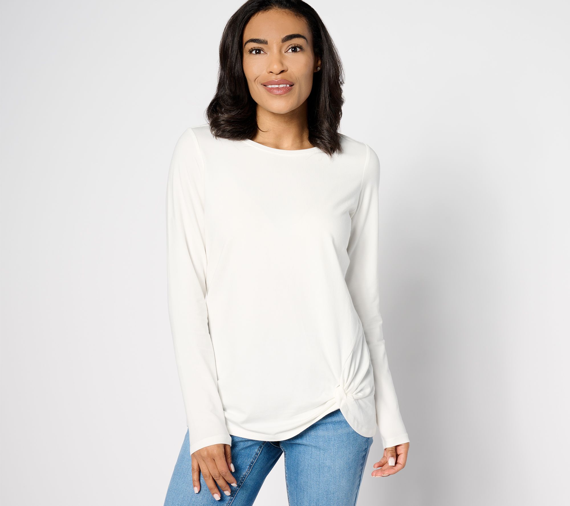 Belle by Kim Gravel Primabelle Knit Long-Sleeve Side Twist Top