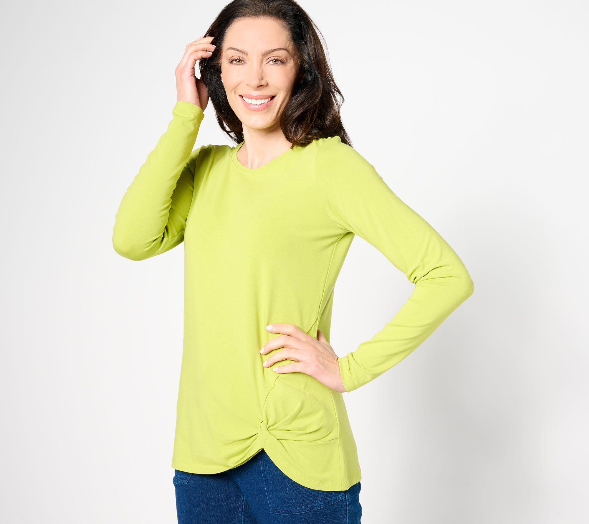 Belle by Kim Gravel Primabelle Knit Long-Sleeve Side Twist Top