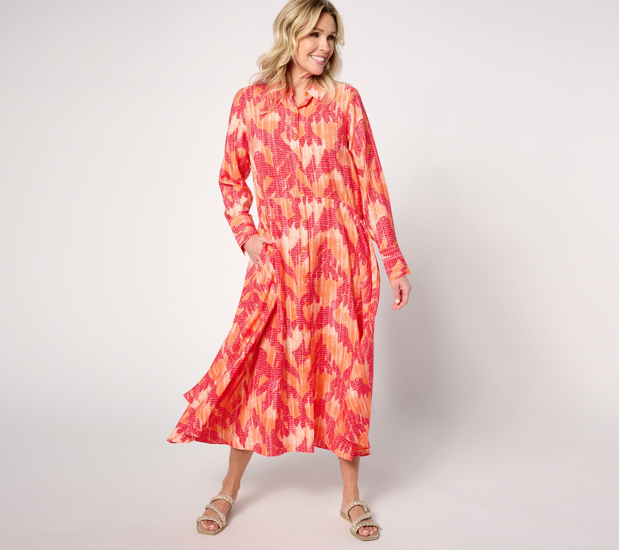 Peace Love World Petite Asymmetric Long Sleeve Dress